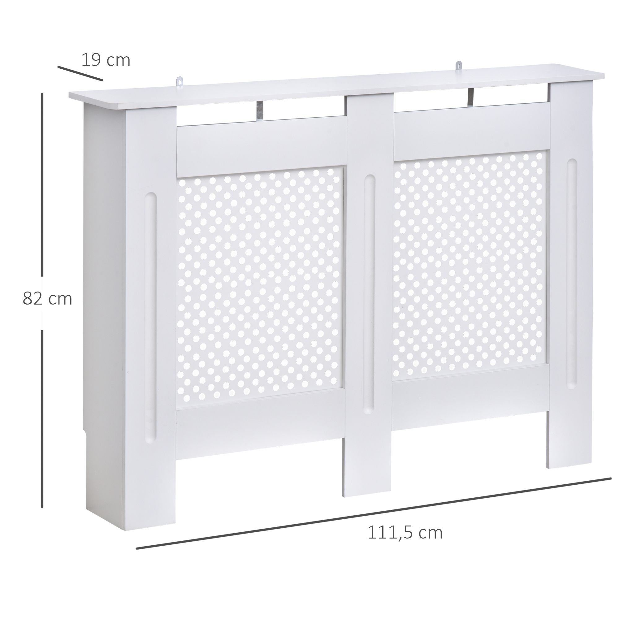 Funda blanca para radiador, 111,5 cm ancho, 82 cm alto, 19 cm prof.
