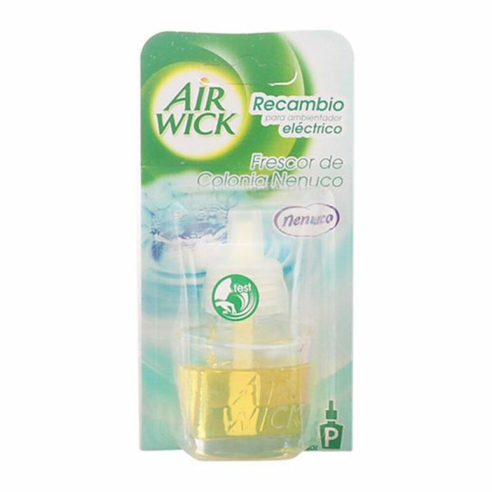 Air Wick elektrischer Nachfüller, Nenuco Duft, mit gelber Flüssigkeit.