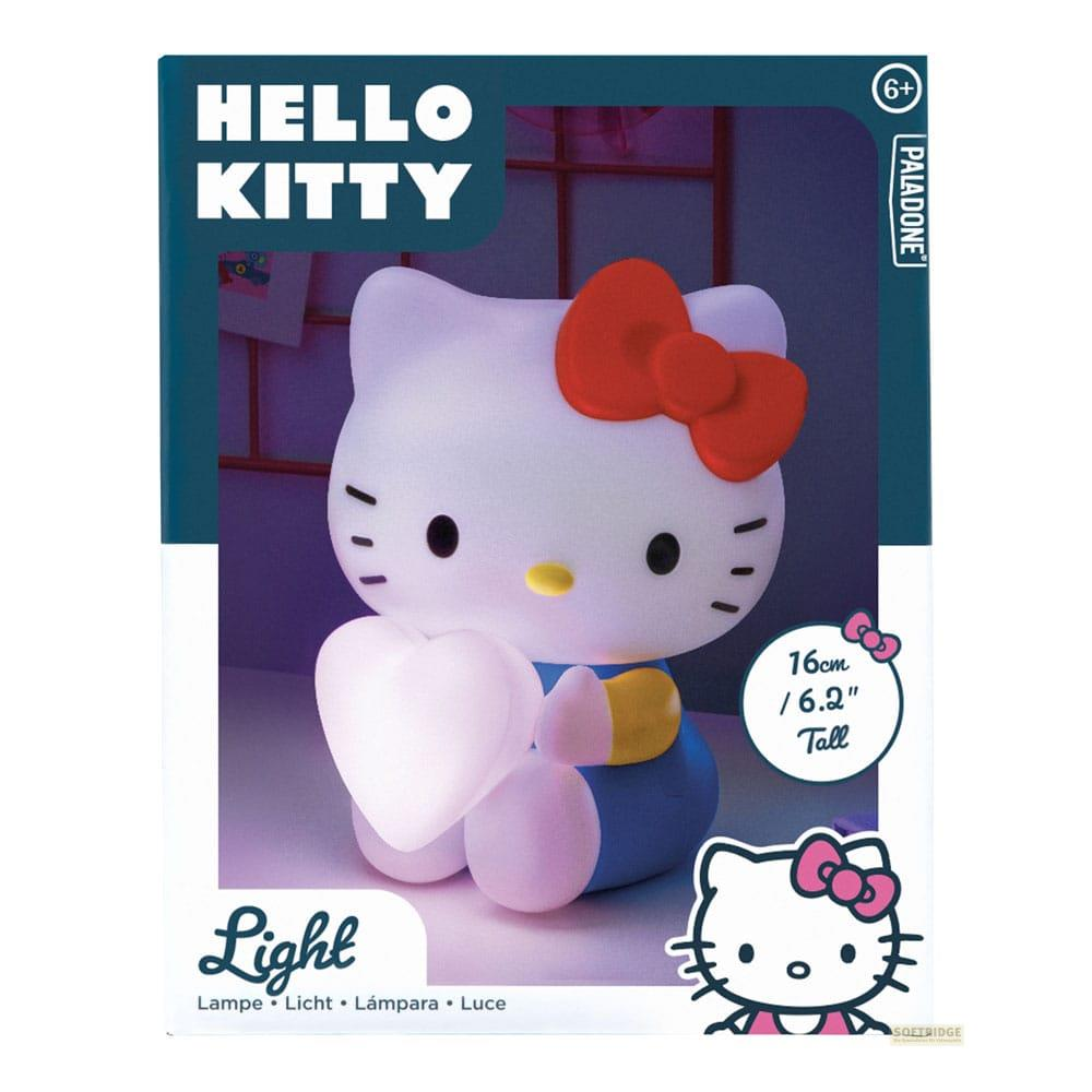 Lampa Hello Kitty trzyma serce. Nad napisem HELLO KITTY. Wysokość 16cm/6.2".