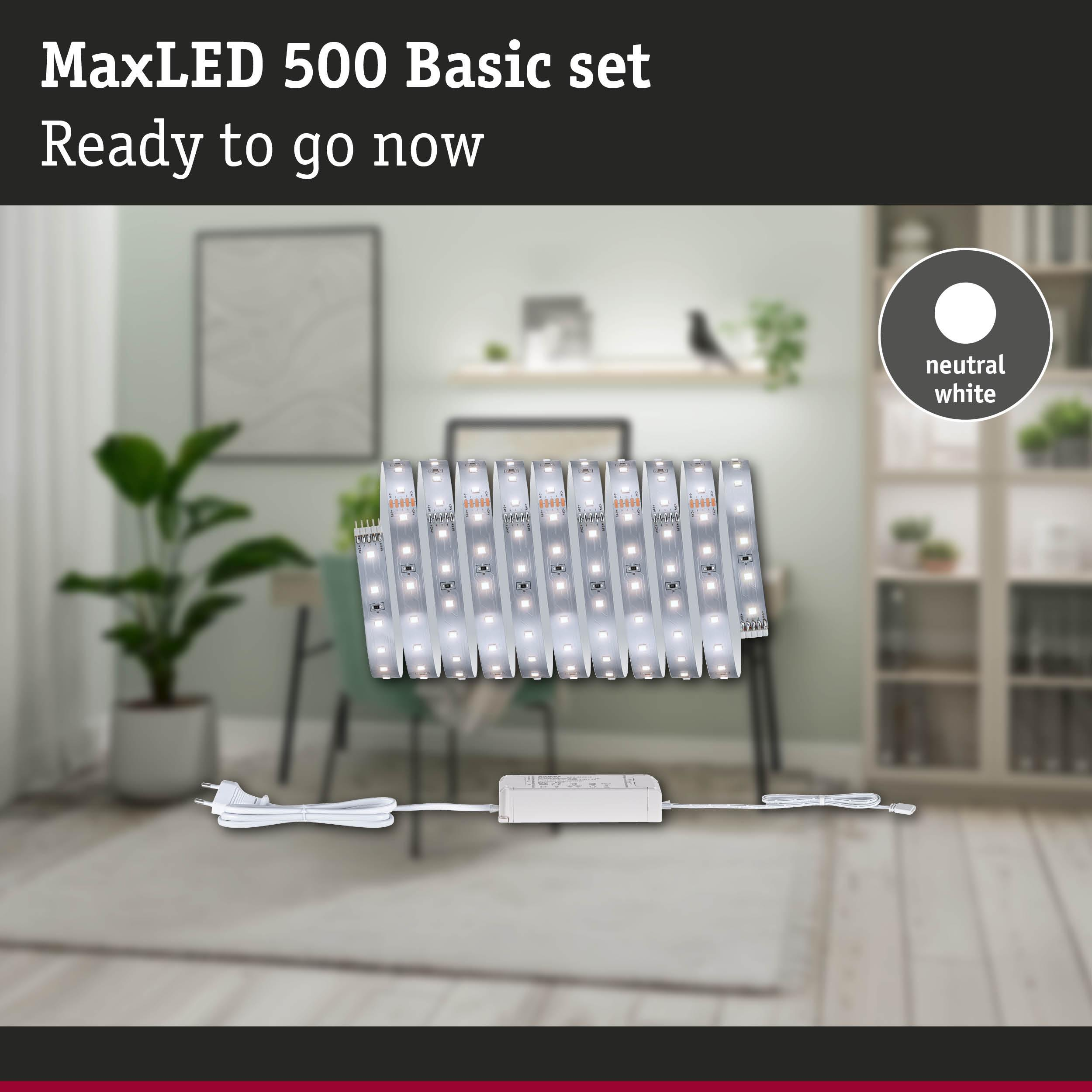MaxLED 500 Basic Set mit Netzteil und neutralweißer Beleuchtung.