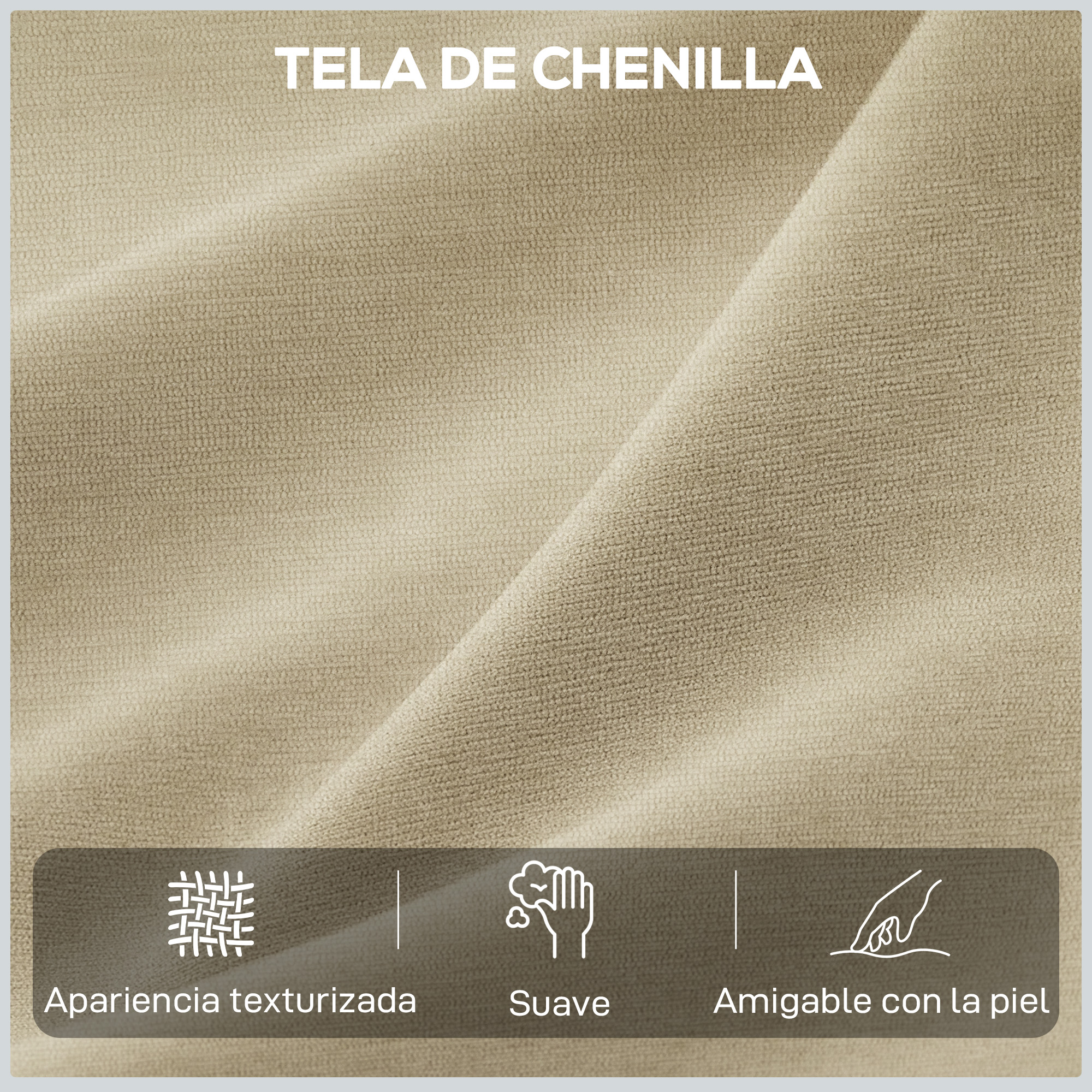 Tela de chenilla beige con superficie texturizada y tacto suave.