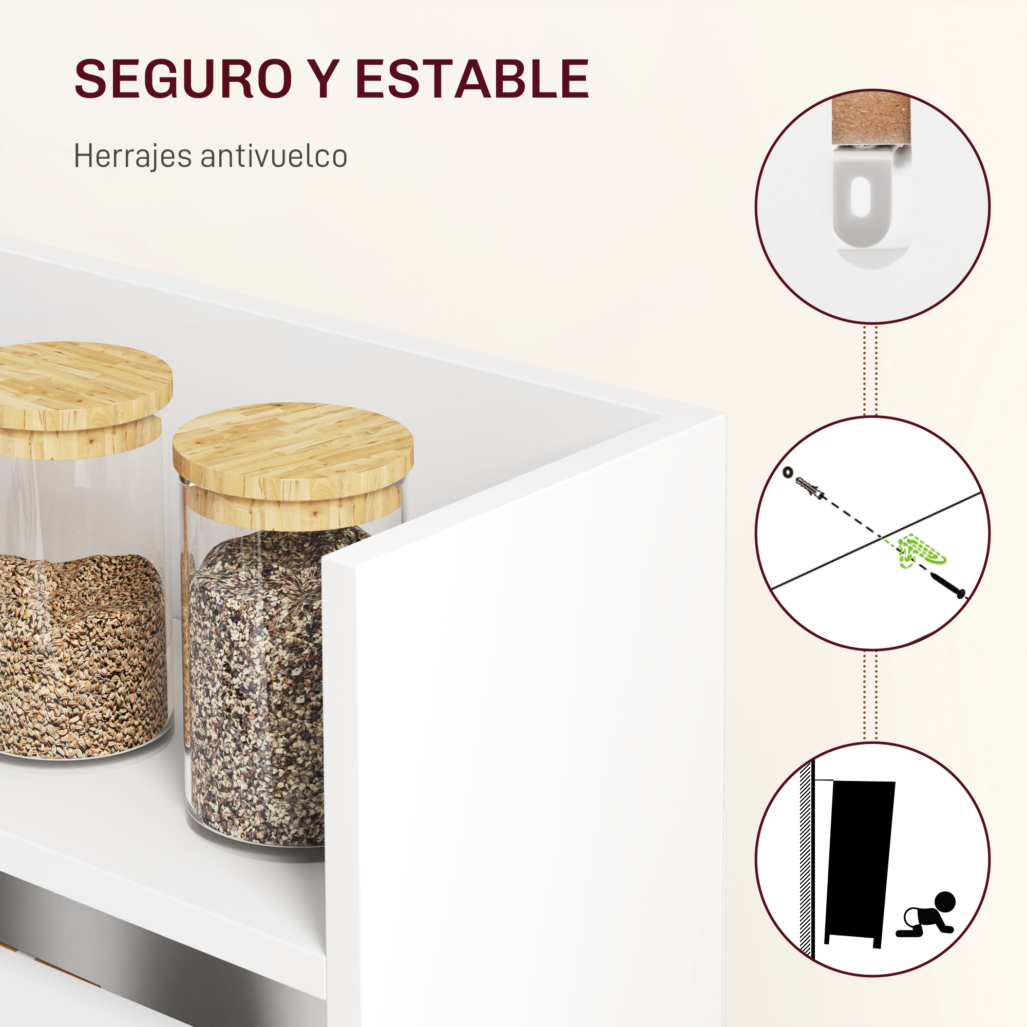 Muebles seguros: montaje a pared para seguridad infantil y estabilidad.