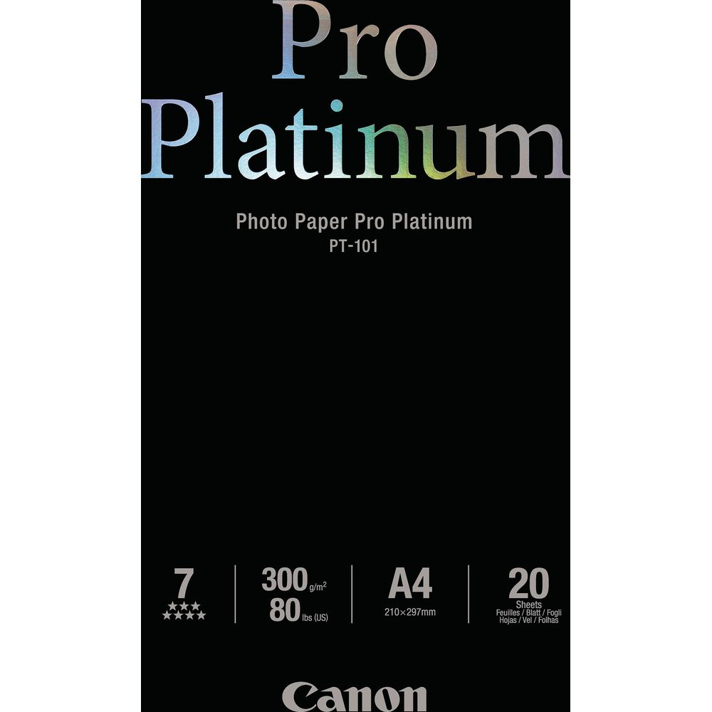 Pro Platinum Photo Paper PT-101, A4, 300g/m², 20 sheets.