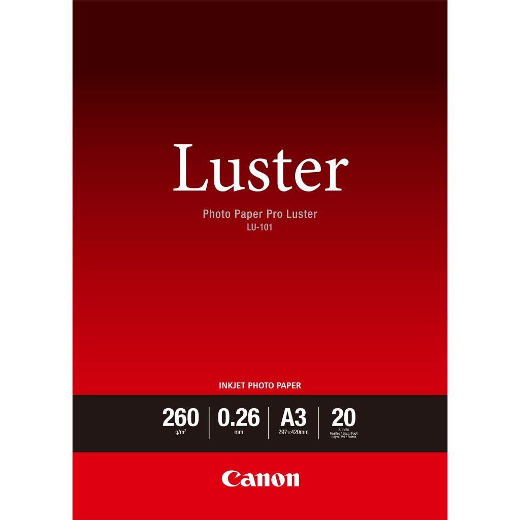 Canon Photo Paper Pro Luster LU-101, A3 formaat, 260 g/m², 20 vel.