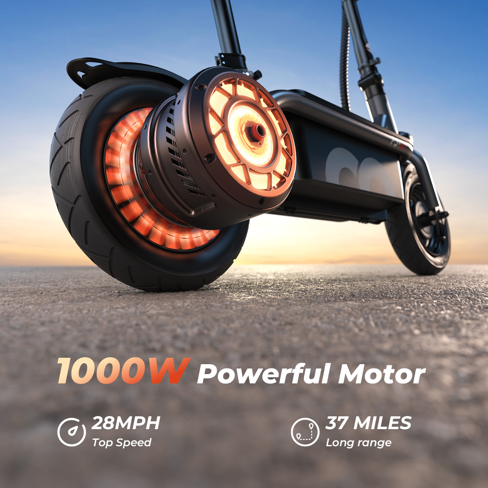 Monopattino elettrico con motore luminoso, 28MPH velocità, 37 miglia.