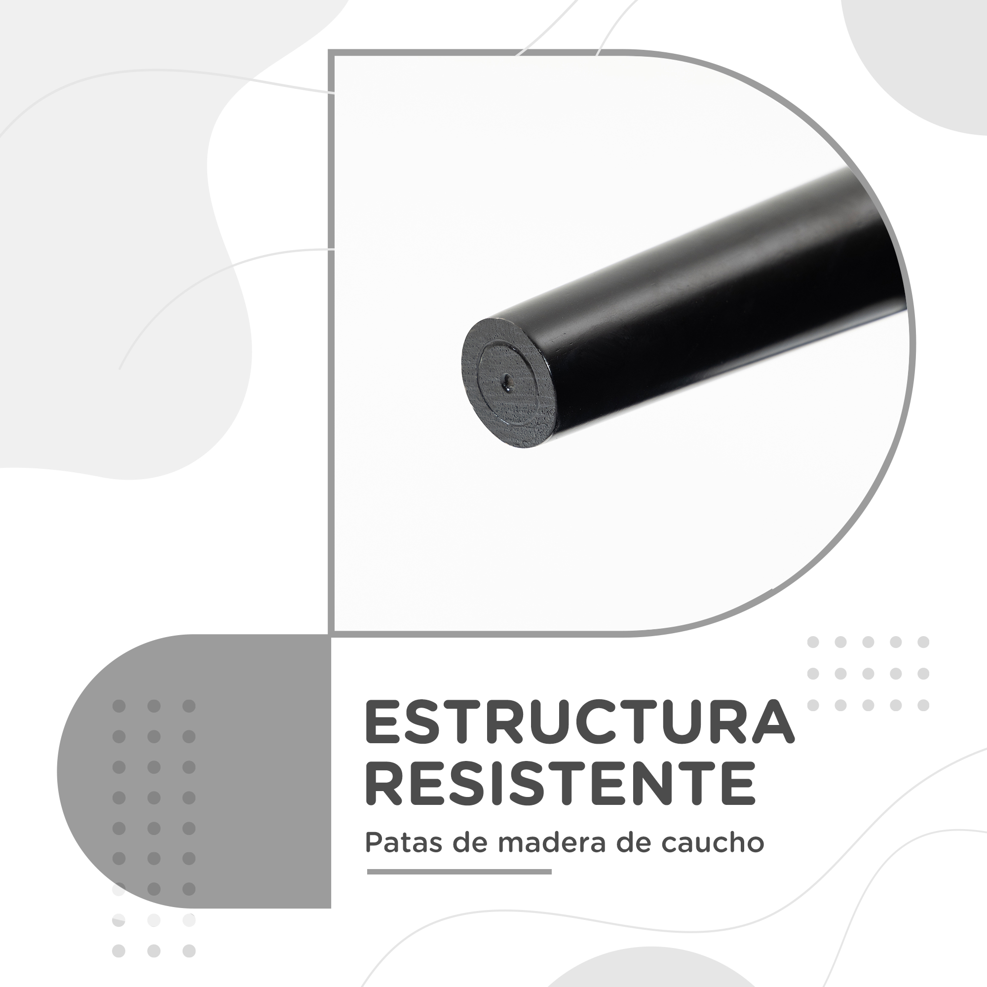 Una pata cilíndrica negra con un extremo redondo.