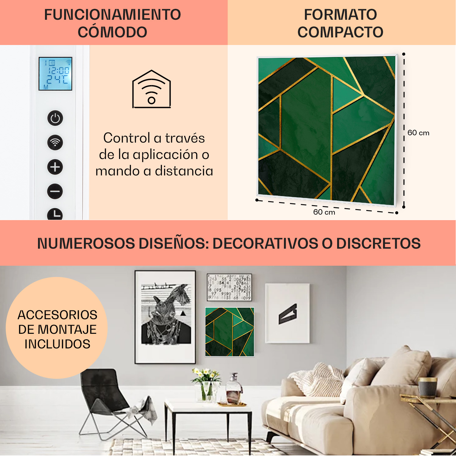 Display di un dispositivo con schermo digitale e pulsanti, accanto a un'opera d'arte.