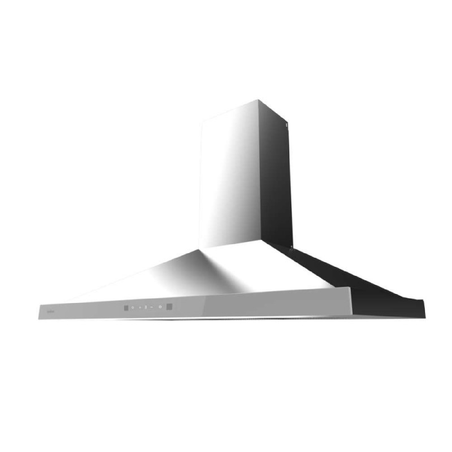 Una elegante campana extractora moderna de acero inoxidable con panel de control.