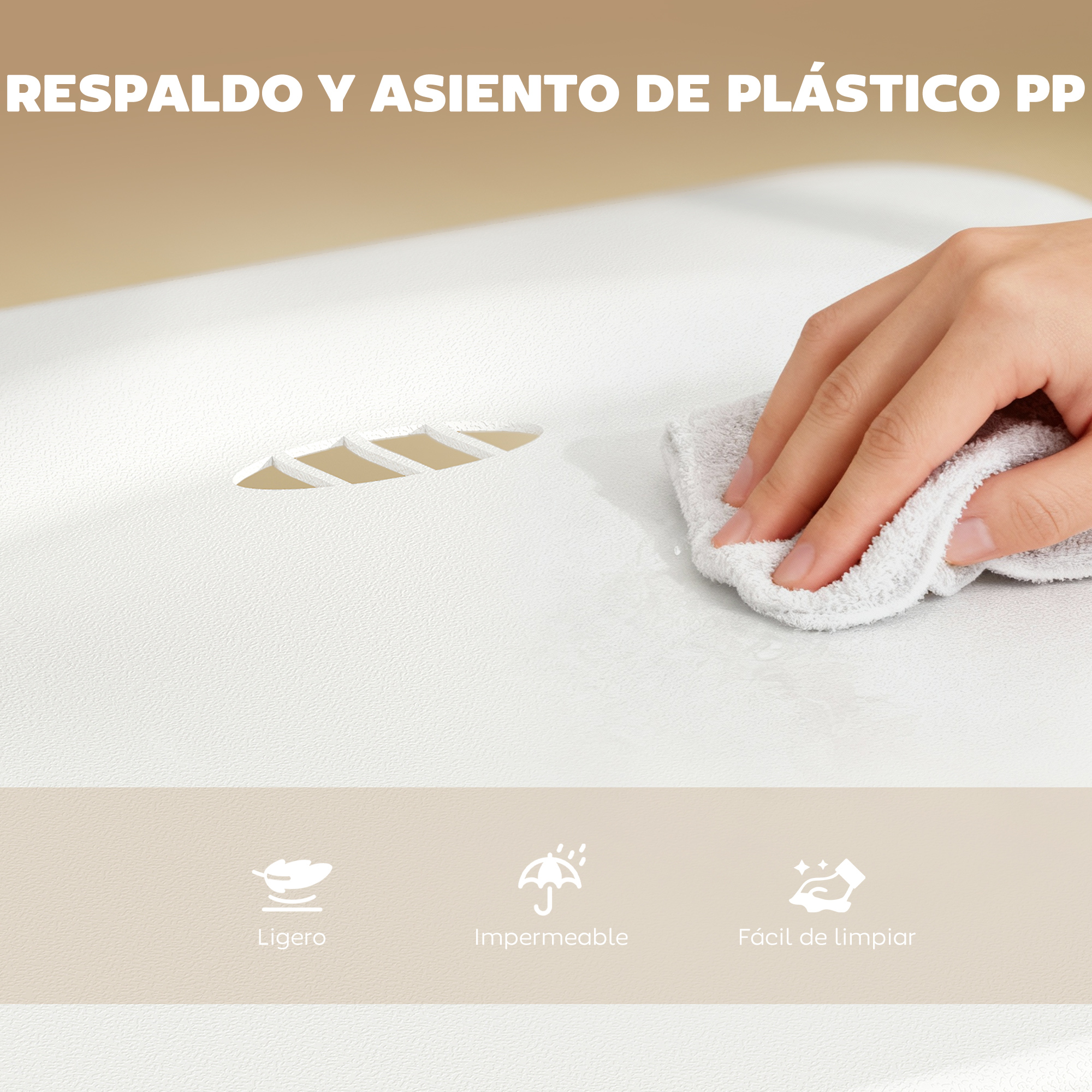 Una mano limpia una superficie blanca con ranuras con un paño blanco.