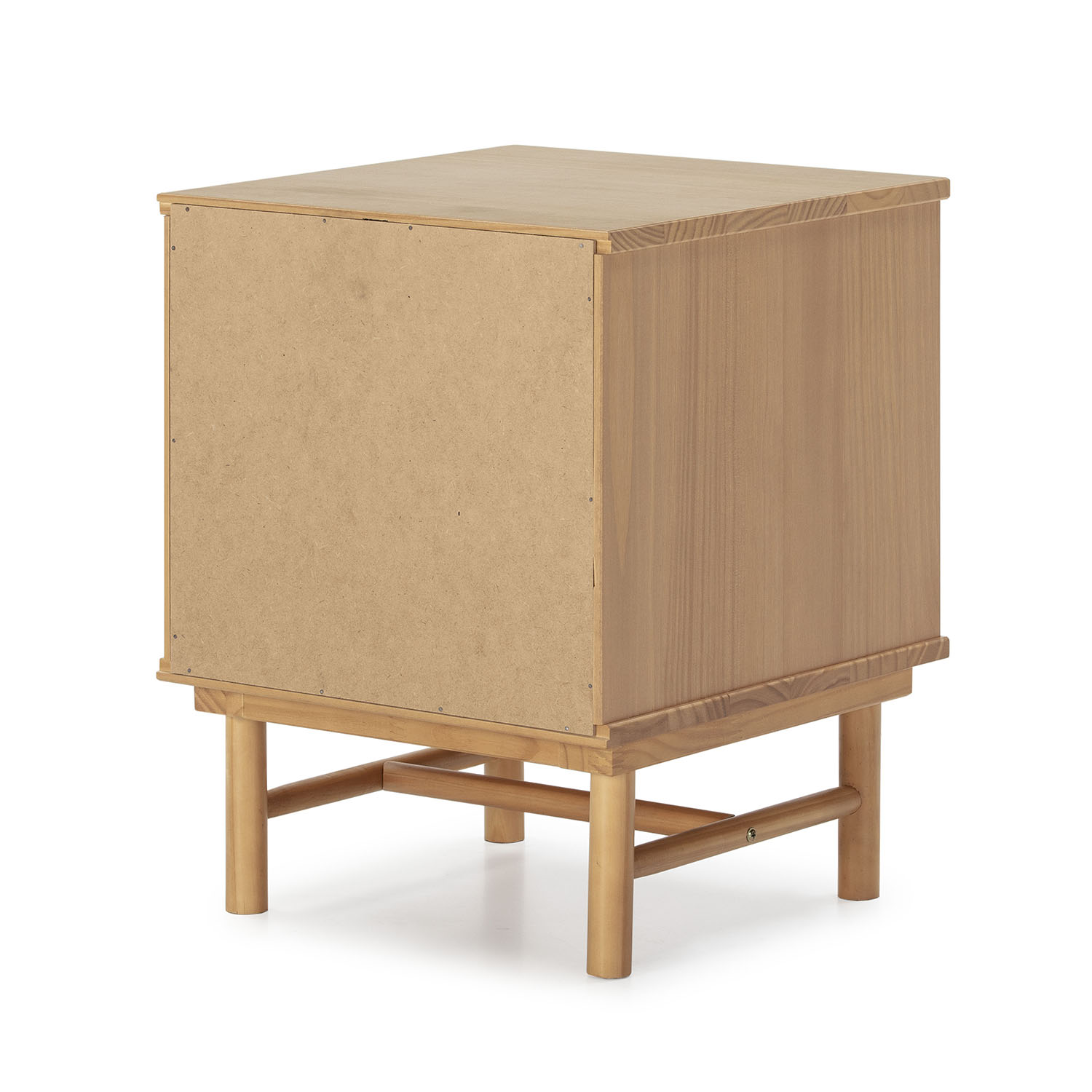 Un gabinete cúbico de madera con cuatro patas sobre fondo blanco.