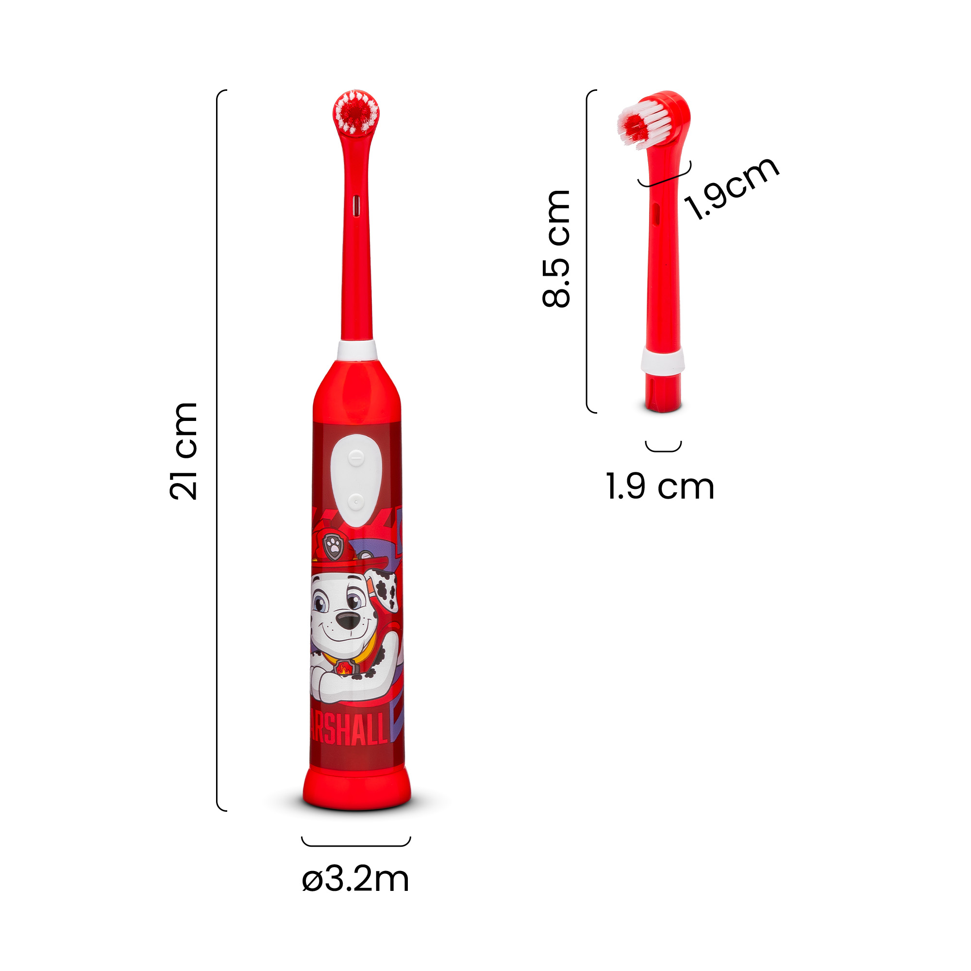 Czerwona szczoteczka dla dzieci z nadrukiem Marshalla, dł. 21 cm.