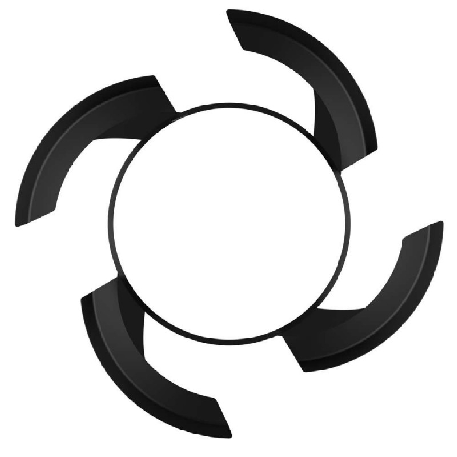 Círculo abstracto negro con cuatro elementos curvos.
