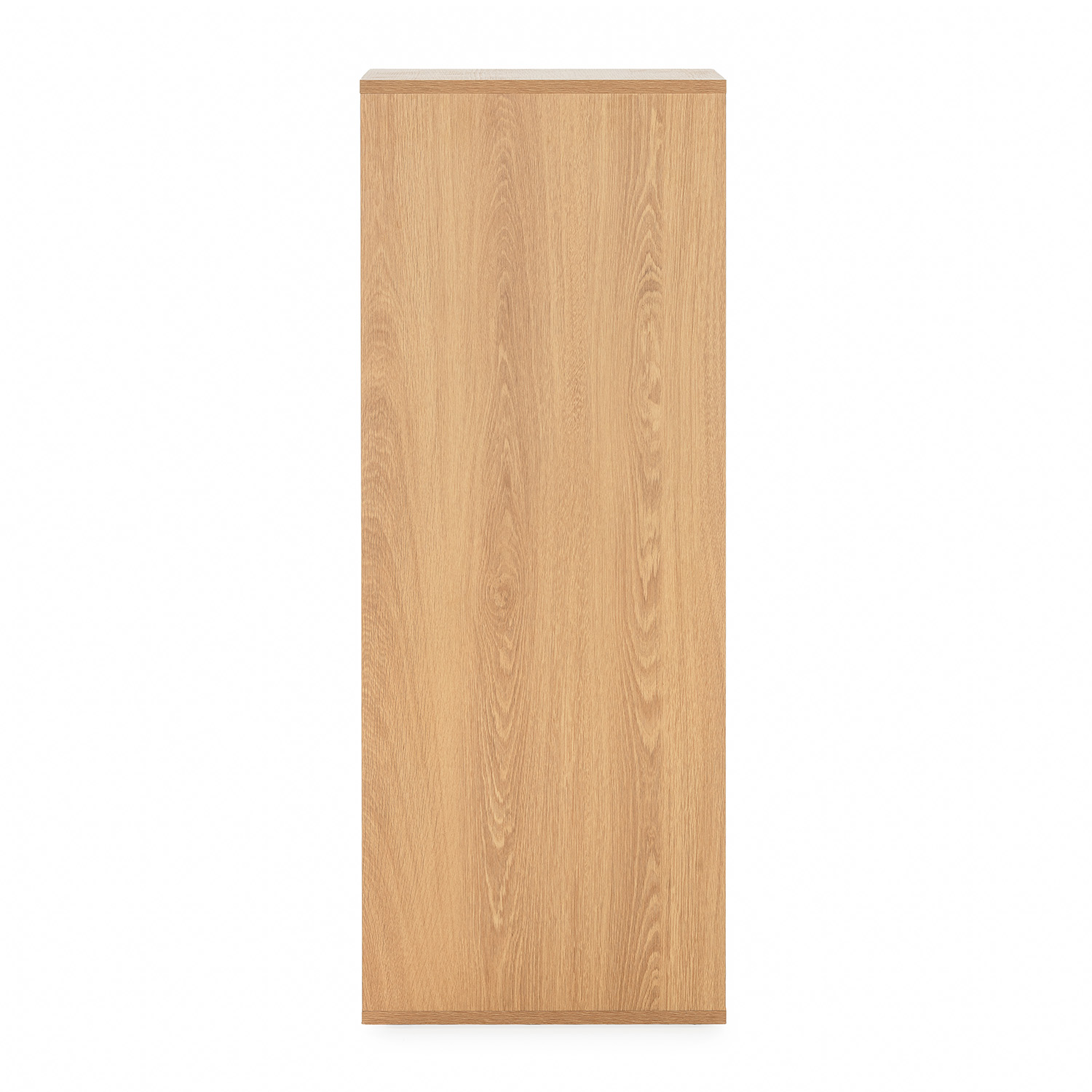 Un cubo de madera con veta sobre fondo blanco.