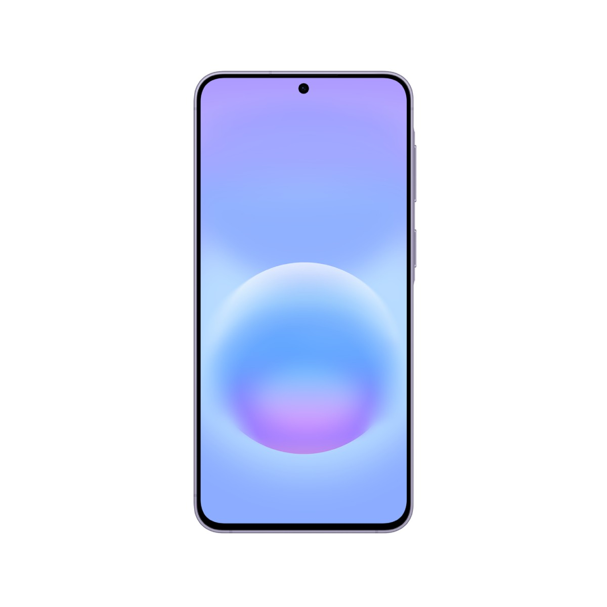 Ein modernes Smartphone mit einem lila und blauen Farbverlauf-Bildschirm und einem kleinen Kameradurchbruch.