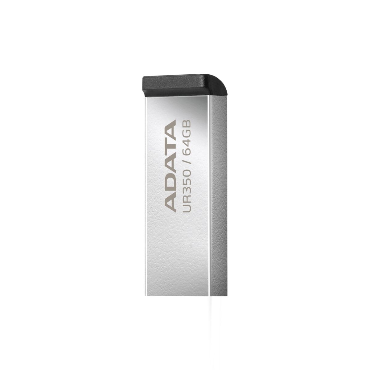 Une clé USB argentée avec capuchon noir, logo ADATA et capacité.