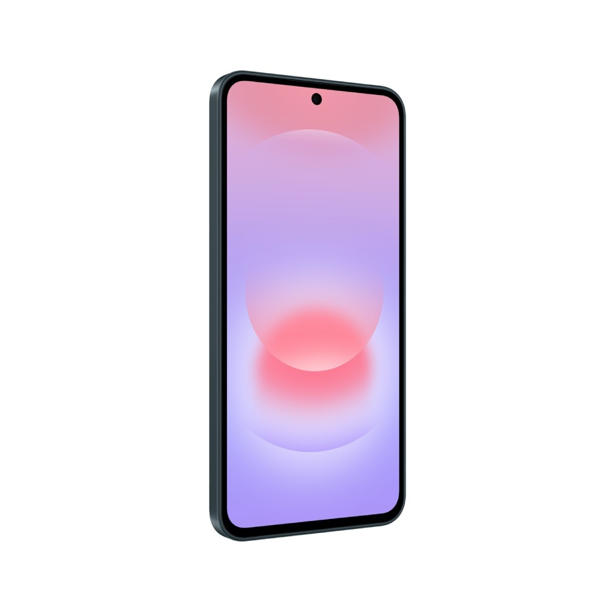 Ein dunkles Smartphone mit einem Farbverlauf auf dem Bildschirm von Rosa zu Lila.