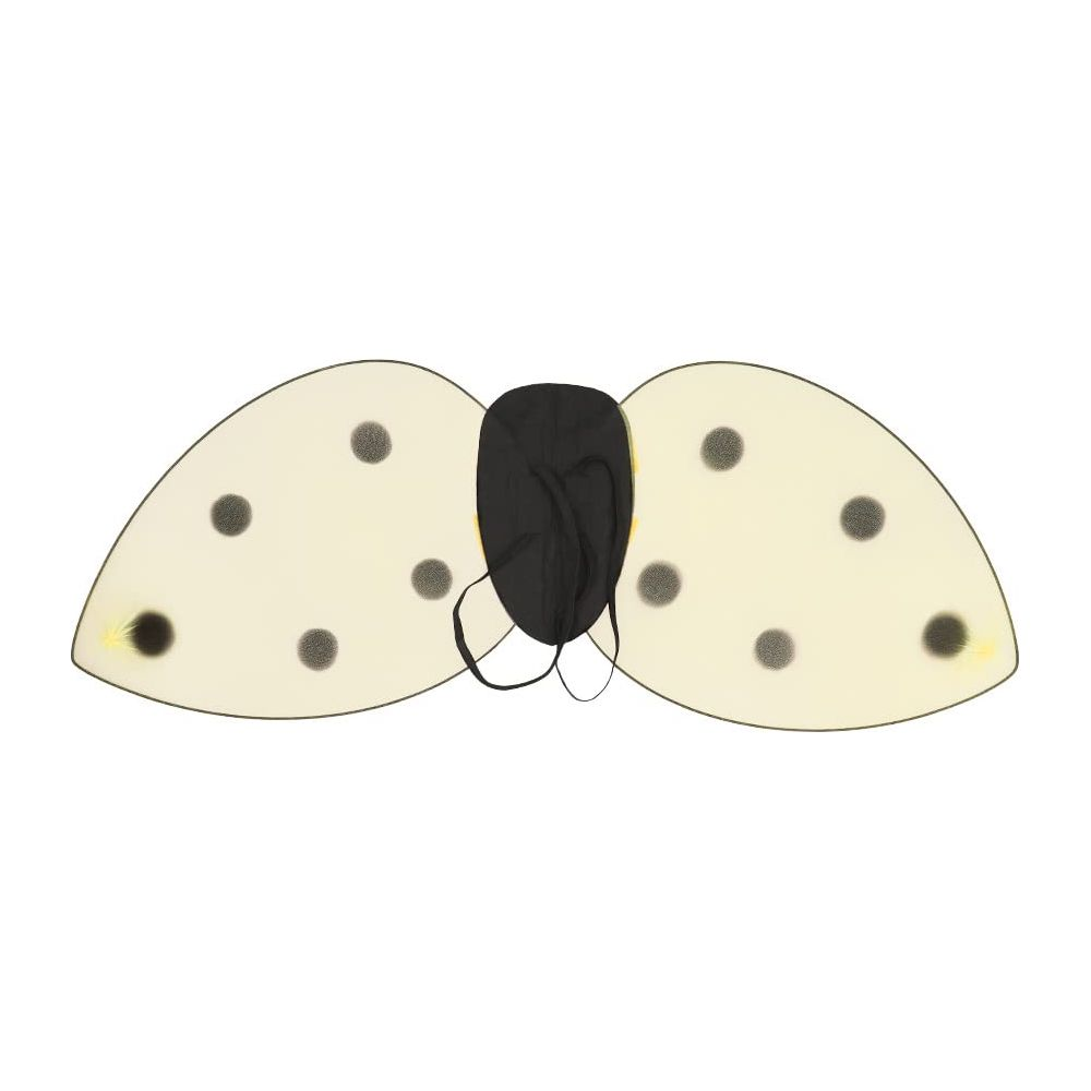 Ailes jaunes de coccinelle avec pois noirs et centre noir.