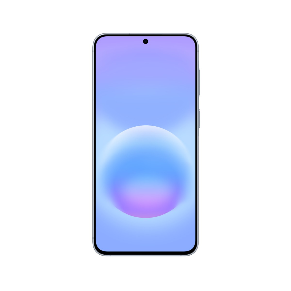 Nowoczesny smartfon z niebiesko-fioletowym tłem gradientowym.