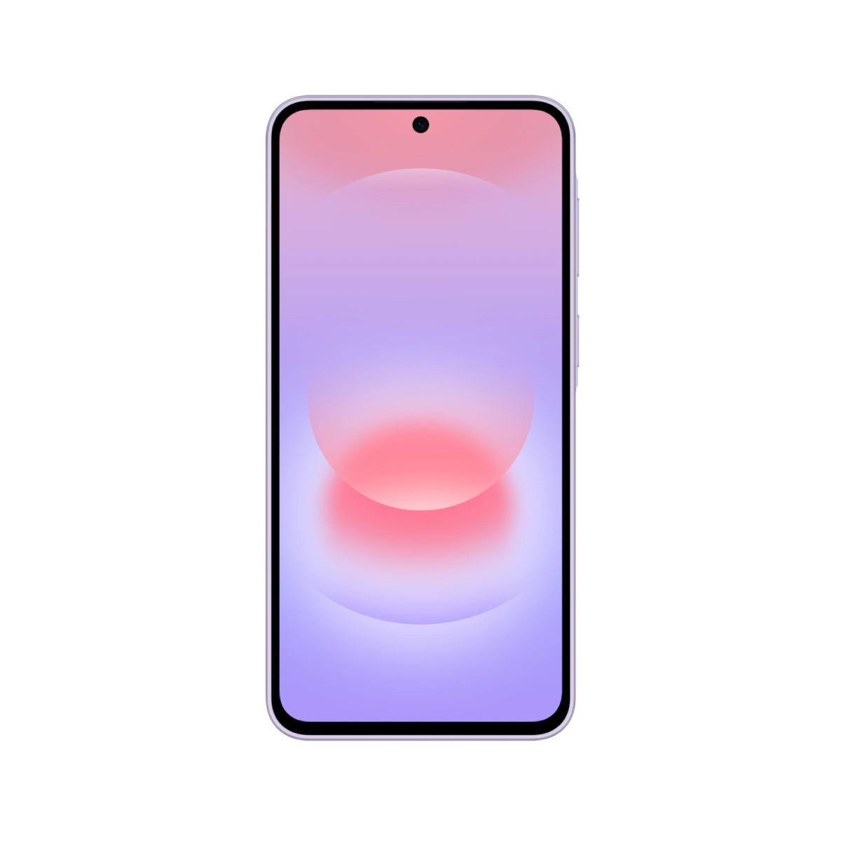 Smartfon z fioletowo-różowym tłem gradientowym.