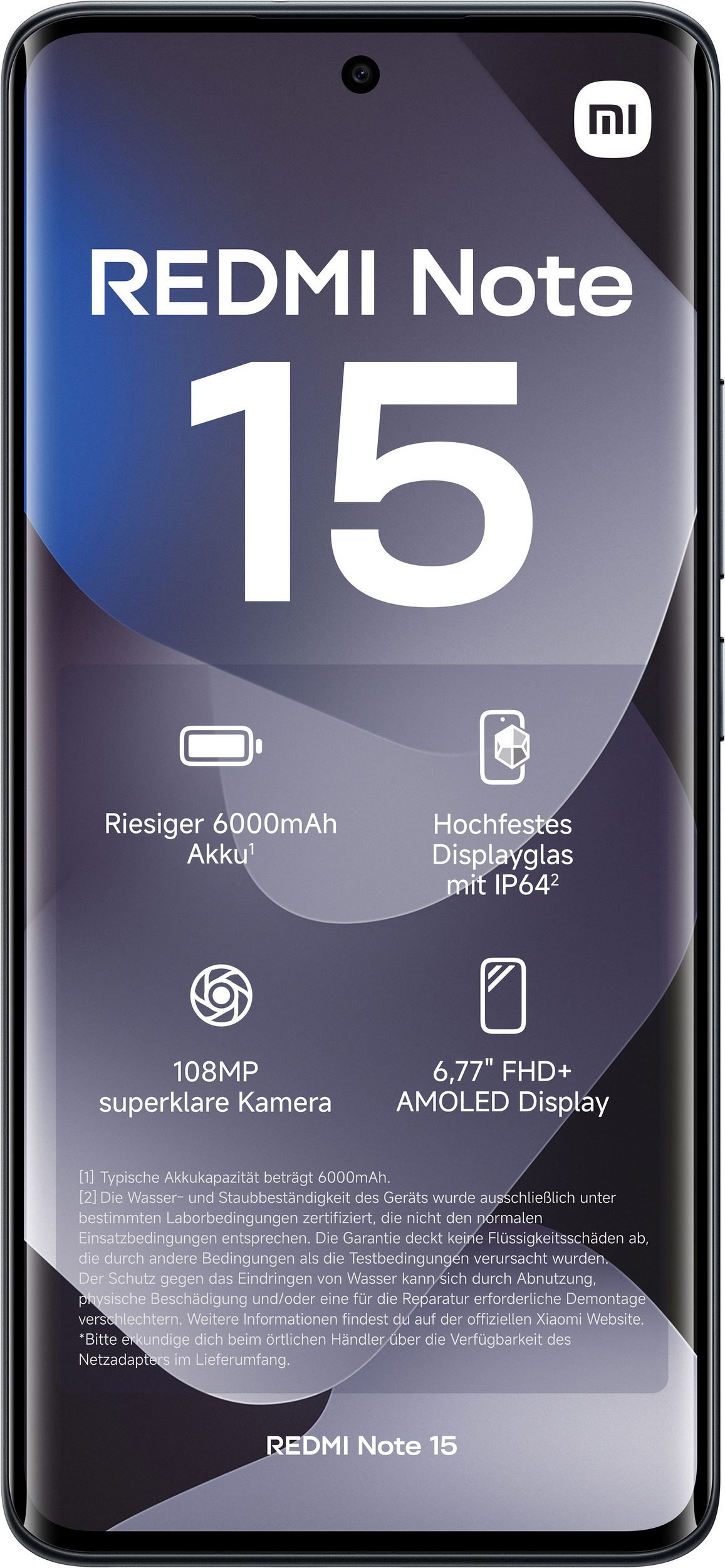 Redmi Note 15 mit 6000mAh Akku, 108MP Kamera und 6,77" AMOLED Display.