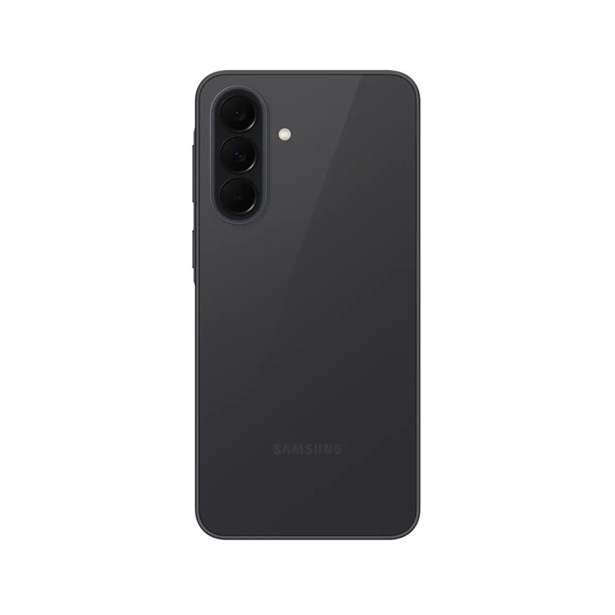 Tył ciemnego smartfona Samsung z trzema aparatami i lampą błyskową.