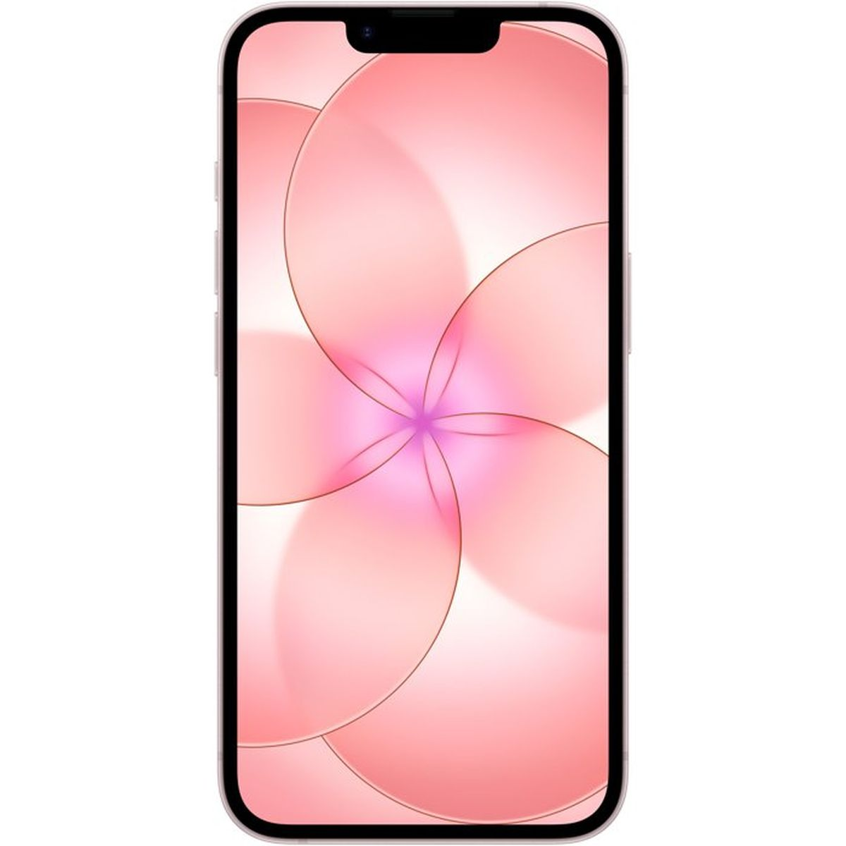 Smartfon z abstrakcyjnym tłem w kolorze różowym i fioletowym.