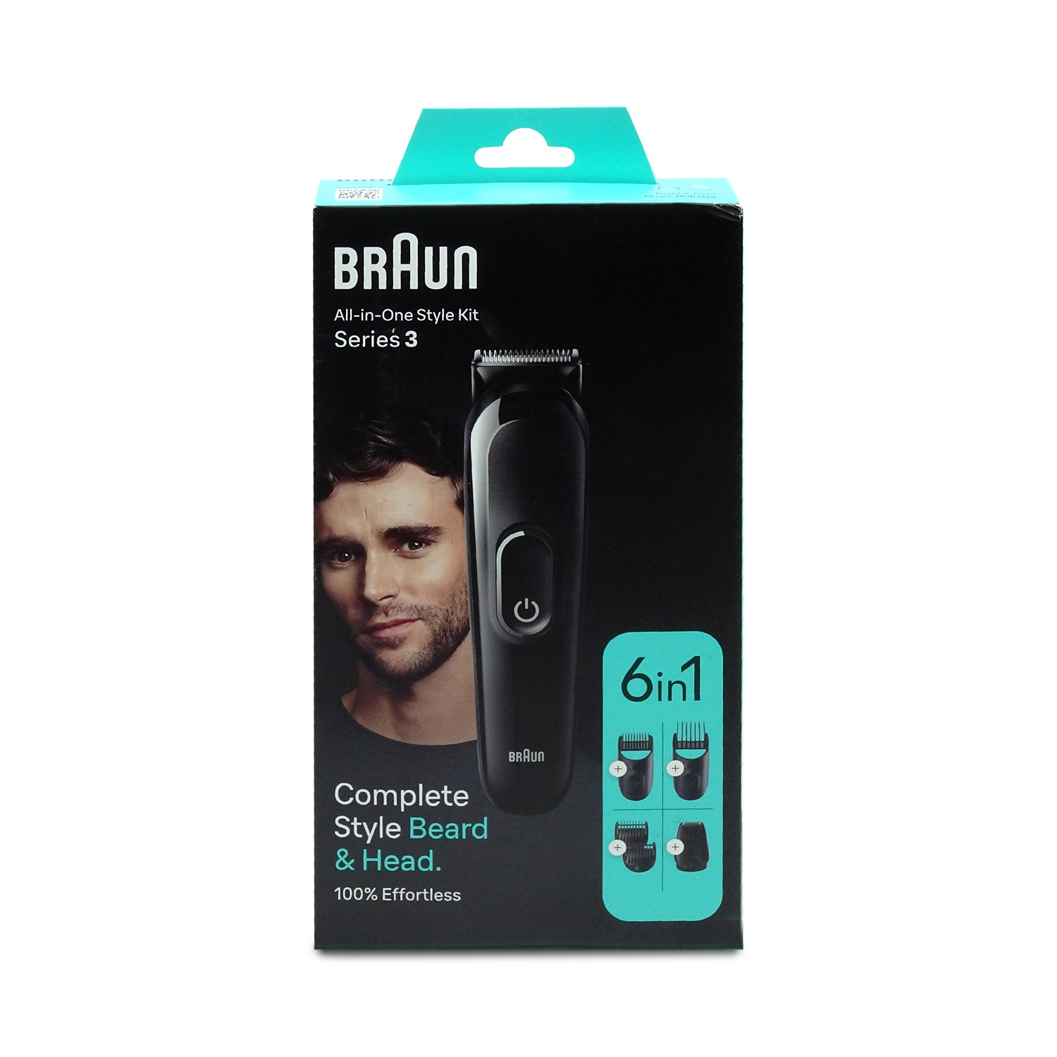 Kit styler All-in-One Braun Serie 3 con rifinitore e accessori.