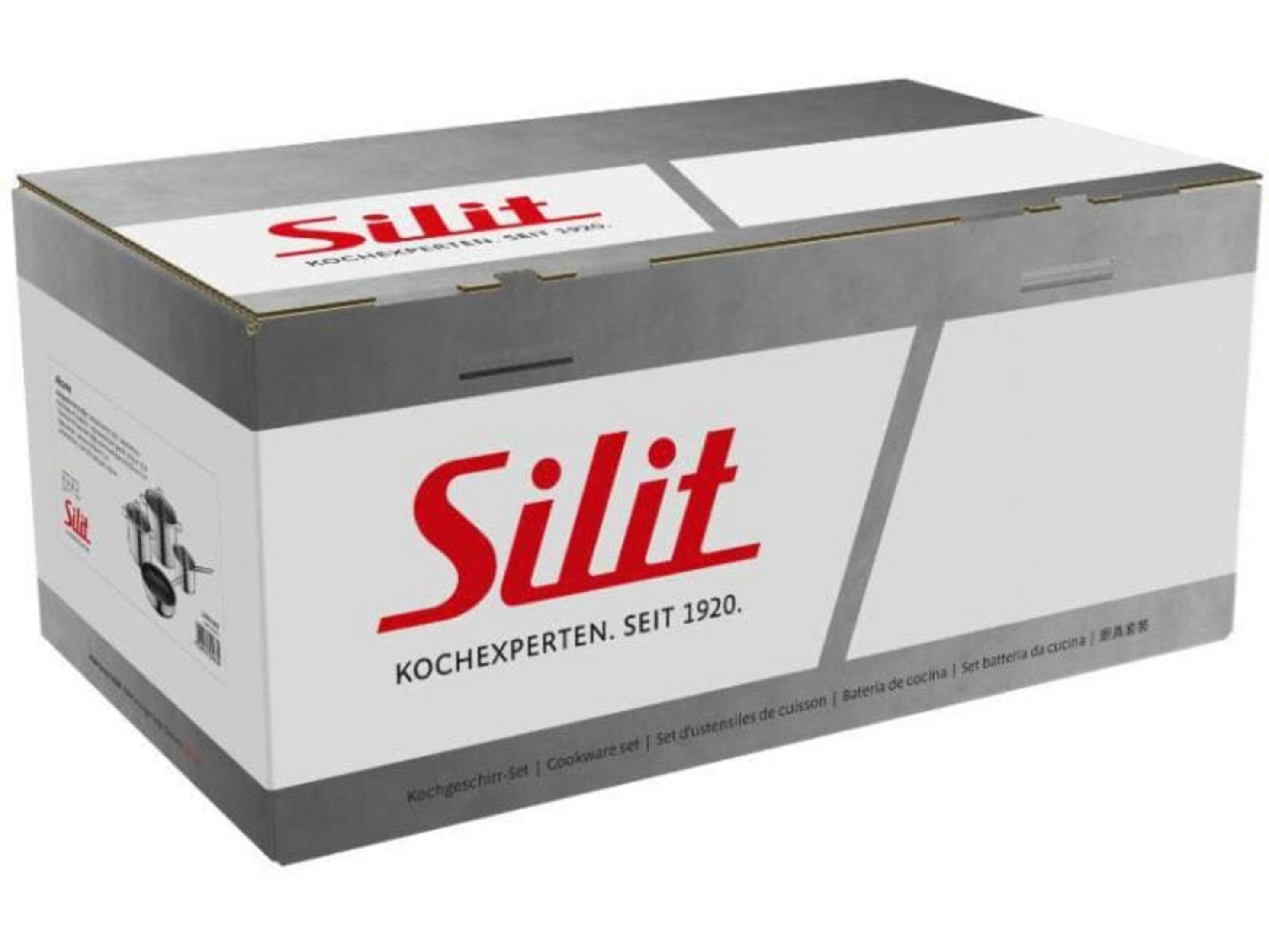 Une boîte de set d'ustensiles de cuisine Silit avec logo rouge et infos.