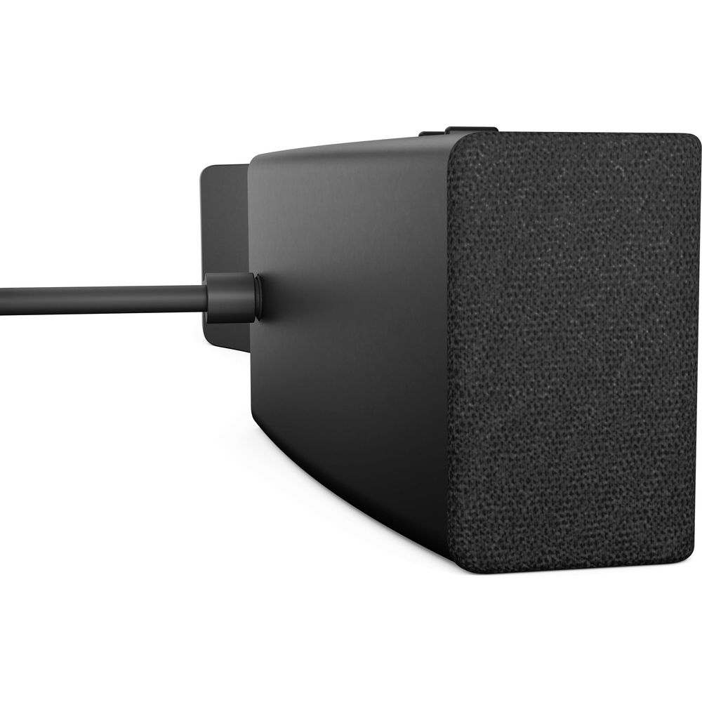 Un haut-parleur noir avec un câble attaché sur le côté.