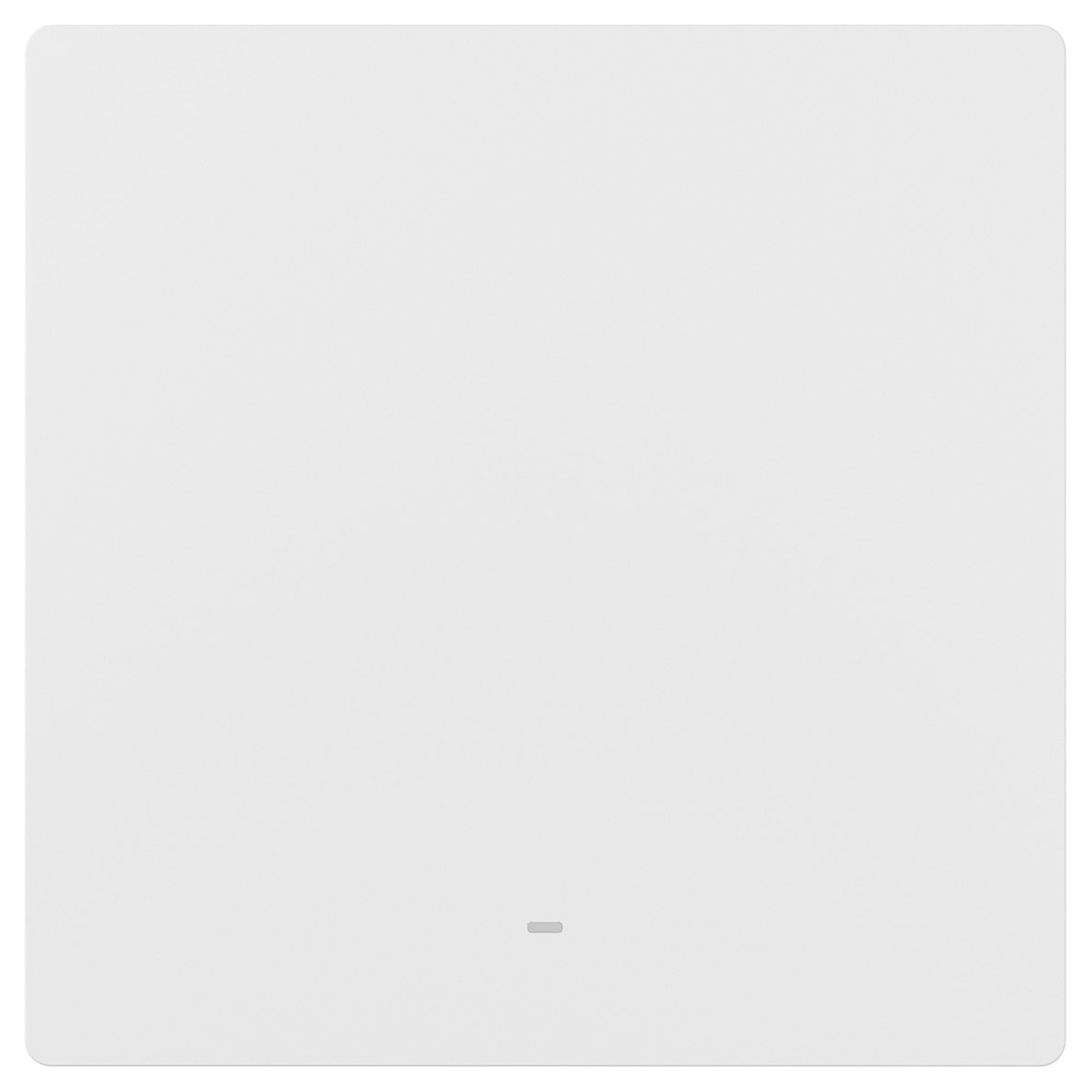 Biała kwadratowa powierzchnia z zaokrąglonymi rogami i szarym otworem pośrodku.