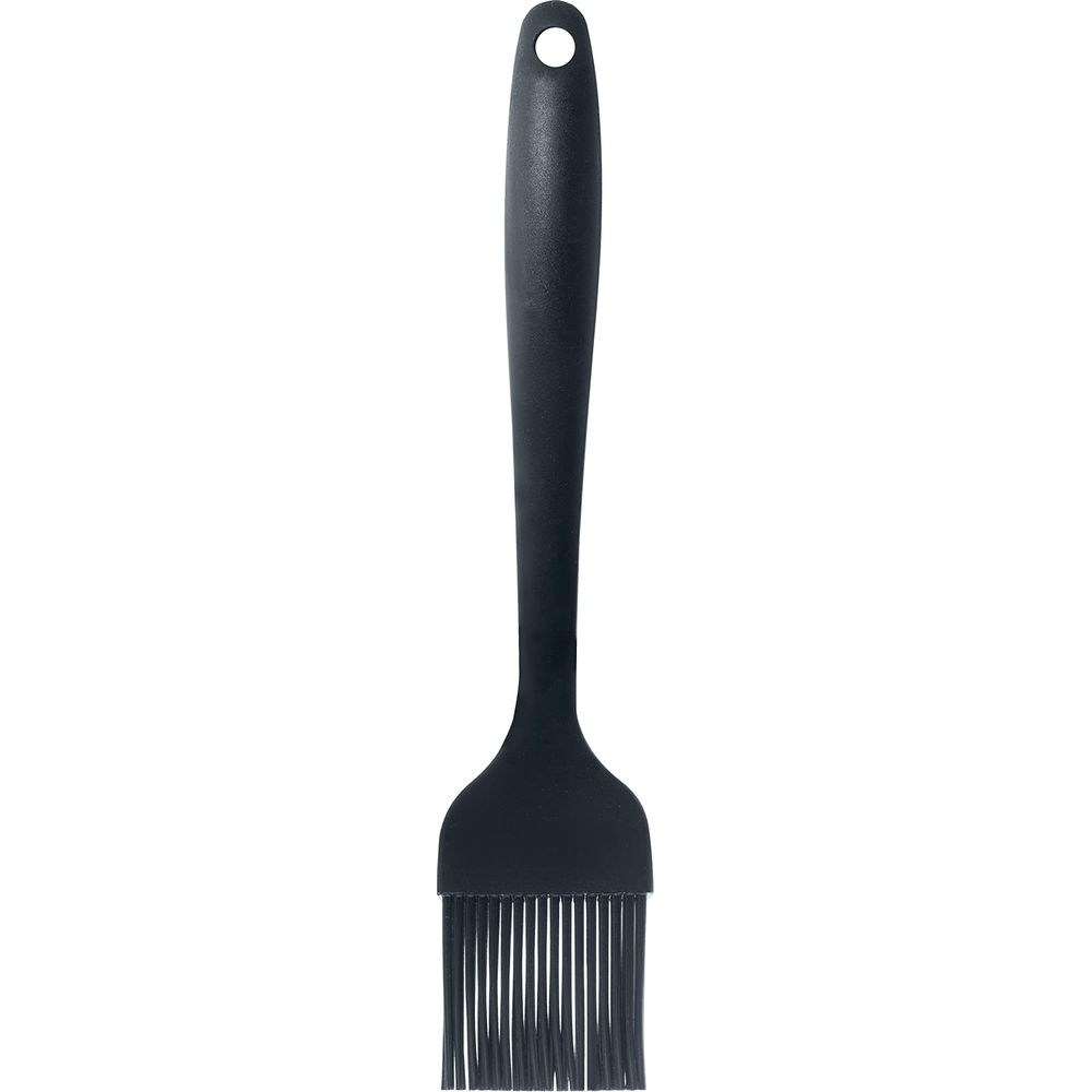 Pennello in silicone nero con foro per appenderlo.