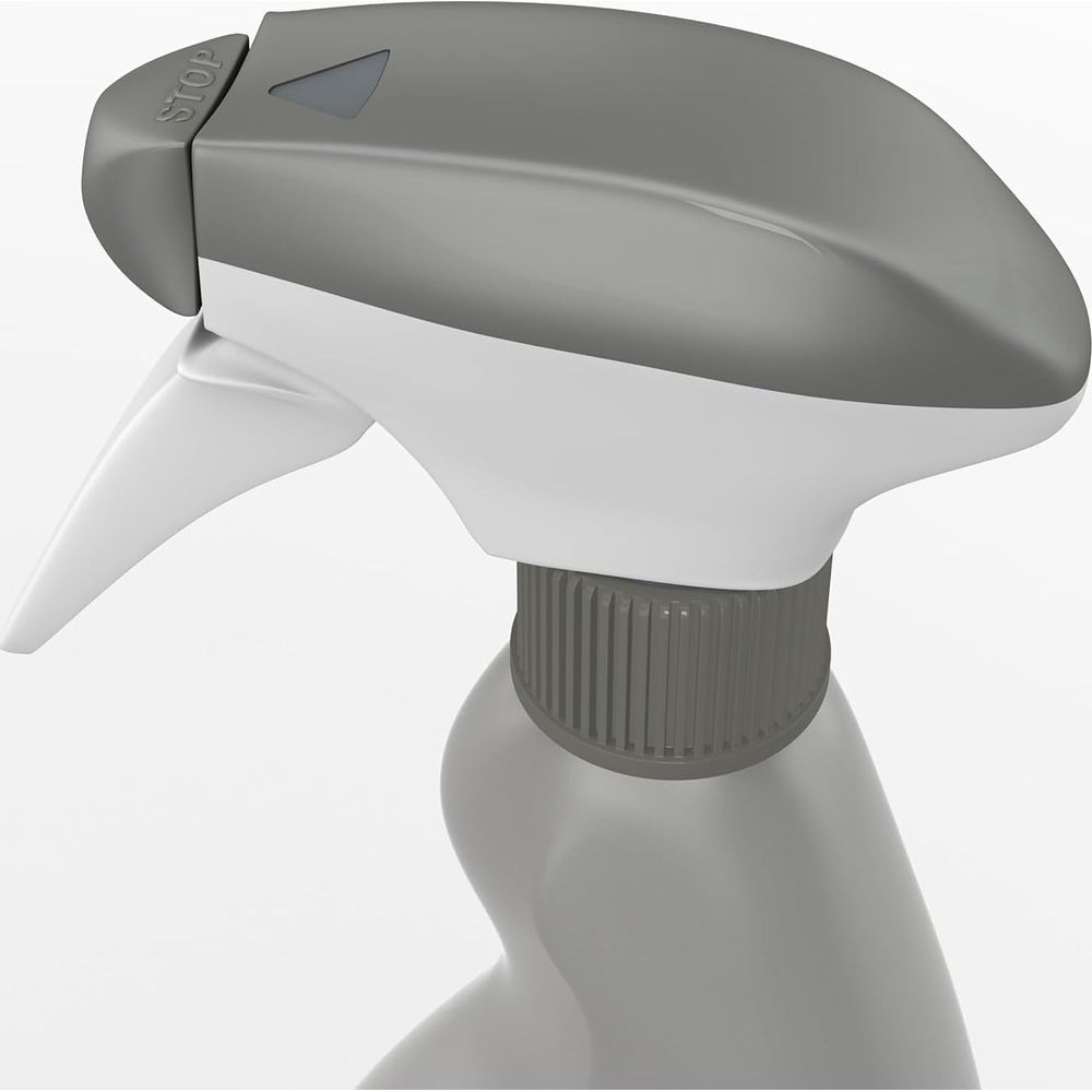 Ugello spray grigio con grilletto bianco e la scritta STOP.