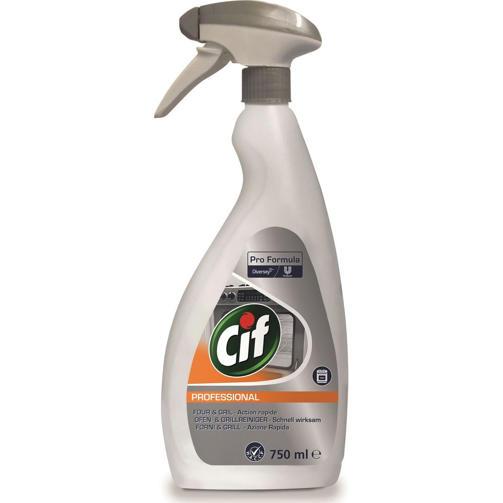 Flacone spray detergente Cif Professional per forno e grill, 750 ml.