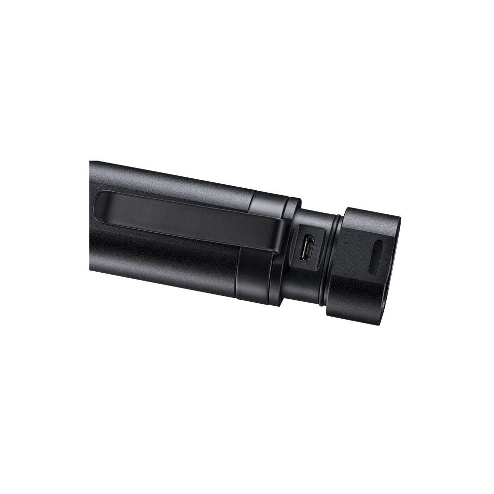 Clip noir sur tige noire avec port USB.