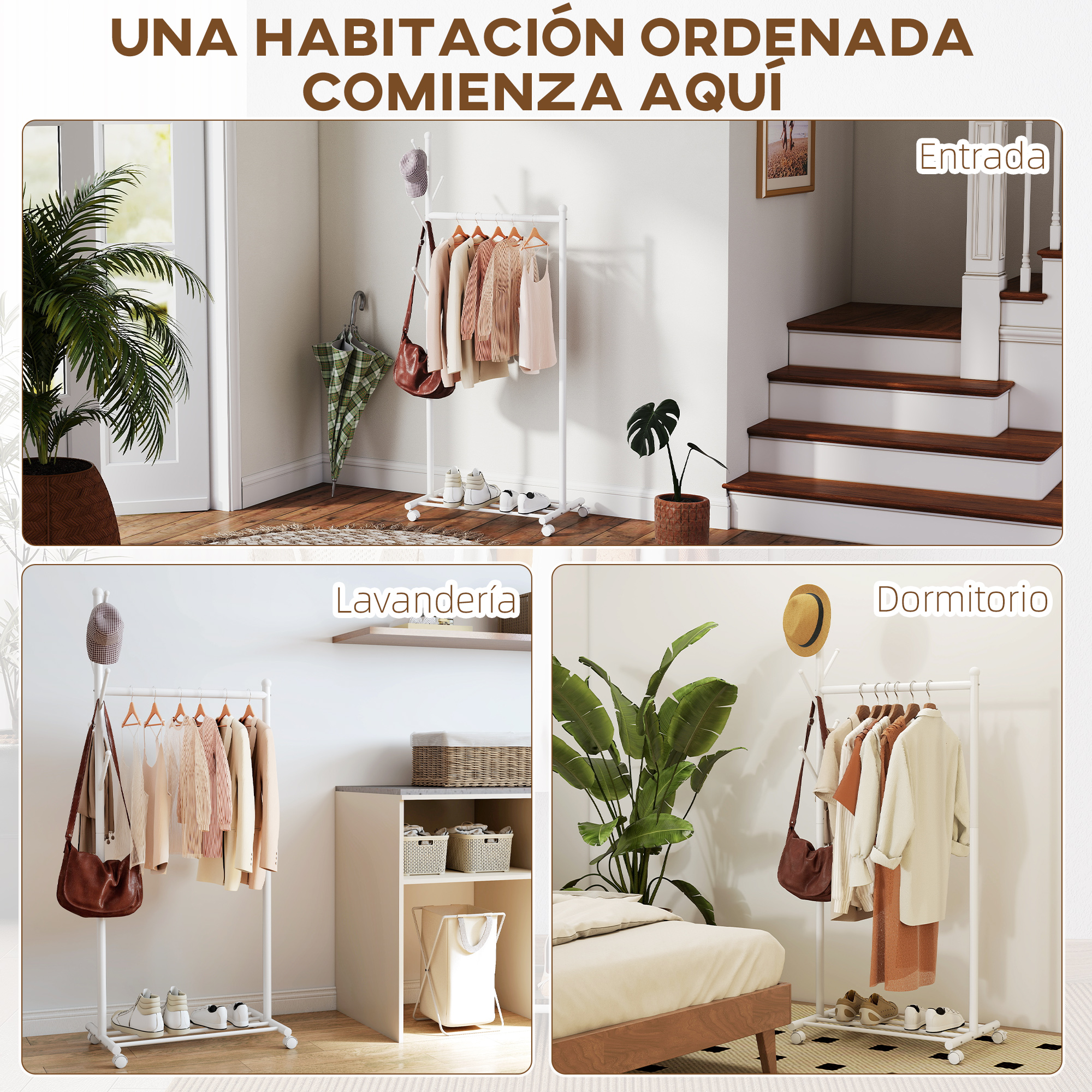 Se muestran un pasillo, un lavadero y un dormitorio.