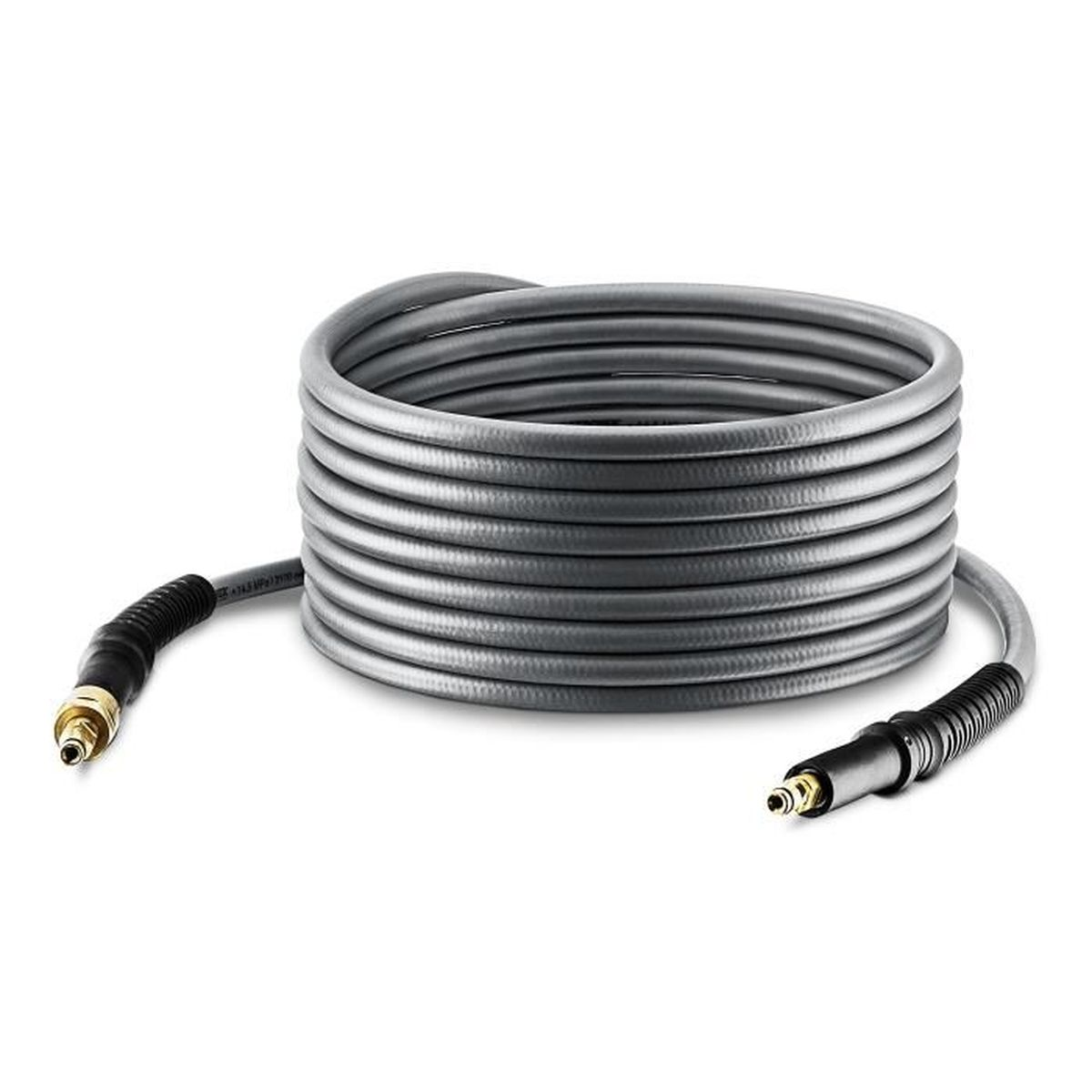 Tubo grigio arrotolato con connettori.