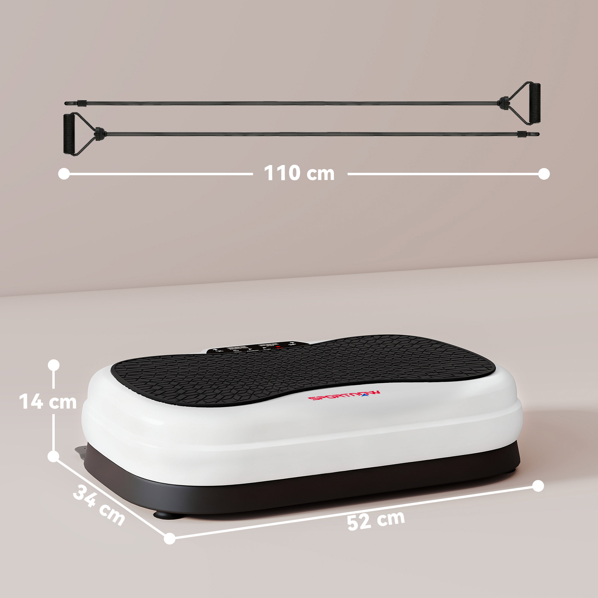Plataforma vibratoria con bandas de resistencia. Dimensiones: 52x34x14cm.