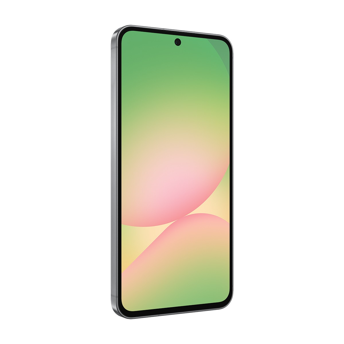 Ekranında yeşil, pembe ve sarı renk geçişi bulunan bir akıllı telefon.