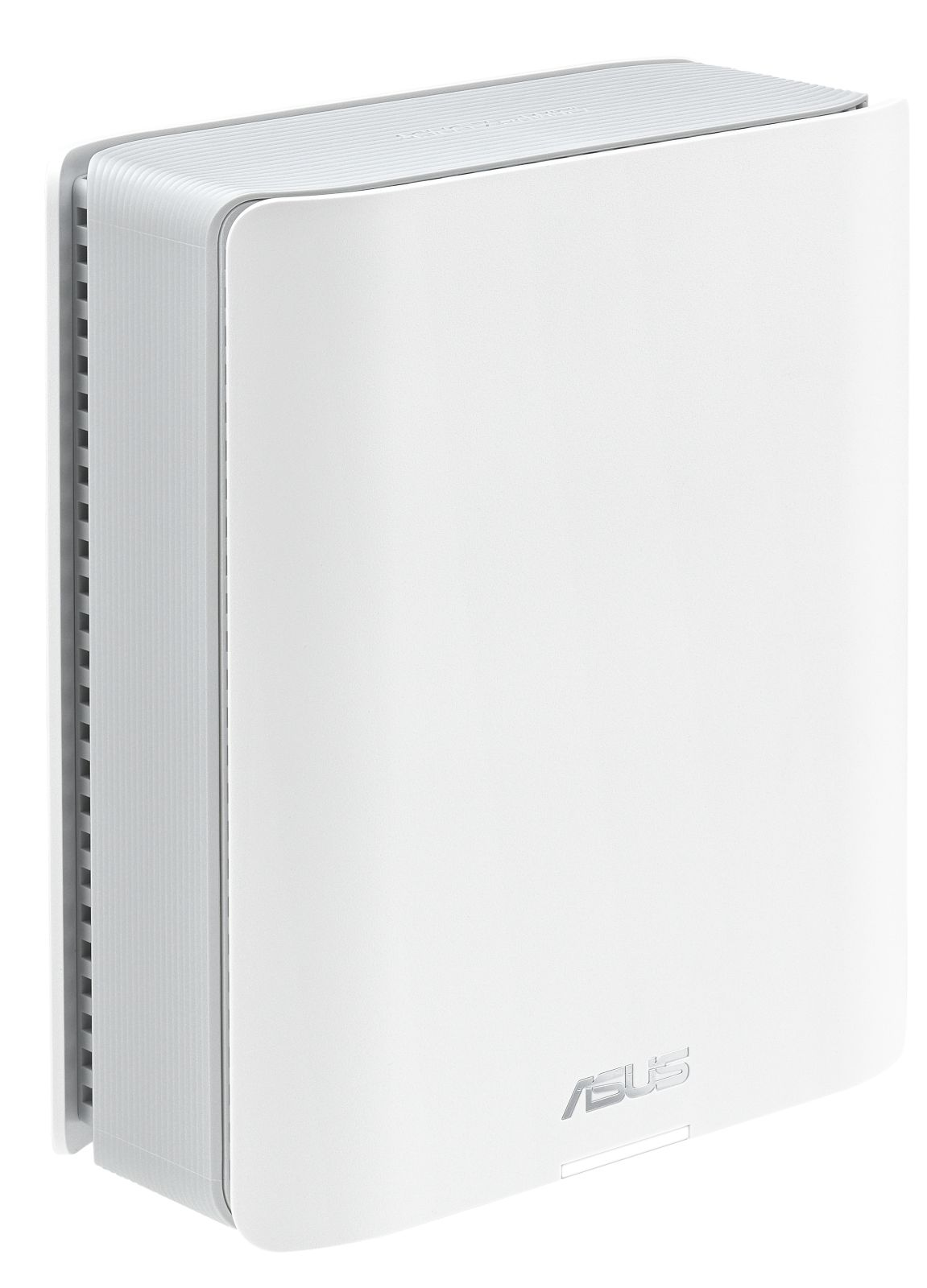 Biały router Asus z otworami wentylacyjnymi po bokach.