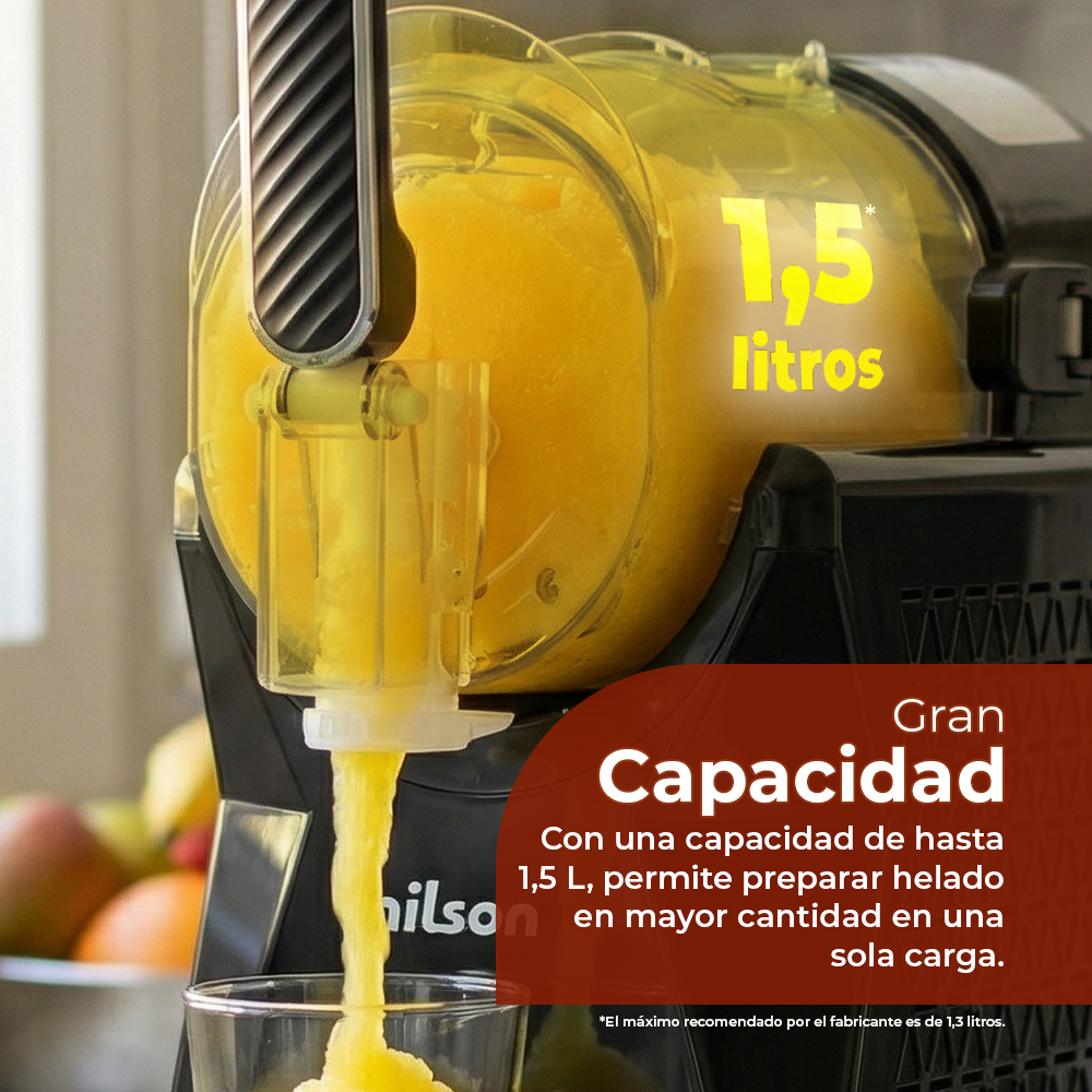 Una máquina de granizado con gran capacidad vierte granizado amarillo.