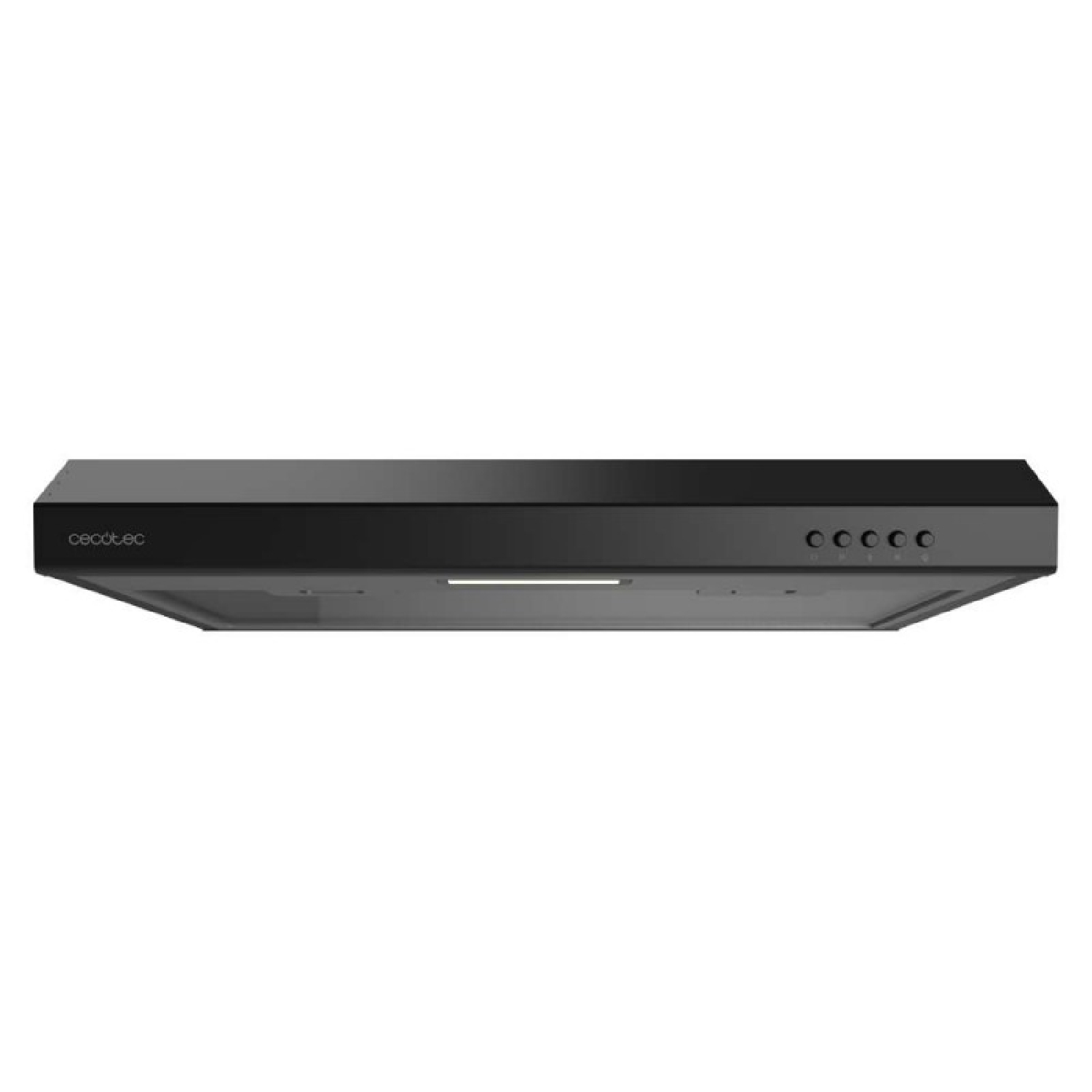 Campana extractora negra con logo CECotec y botones de control.