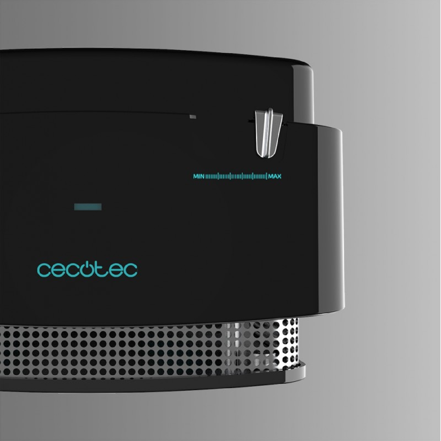 Dispositivo nero con logo CECotec, scala min-max e base in metallo forato.