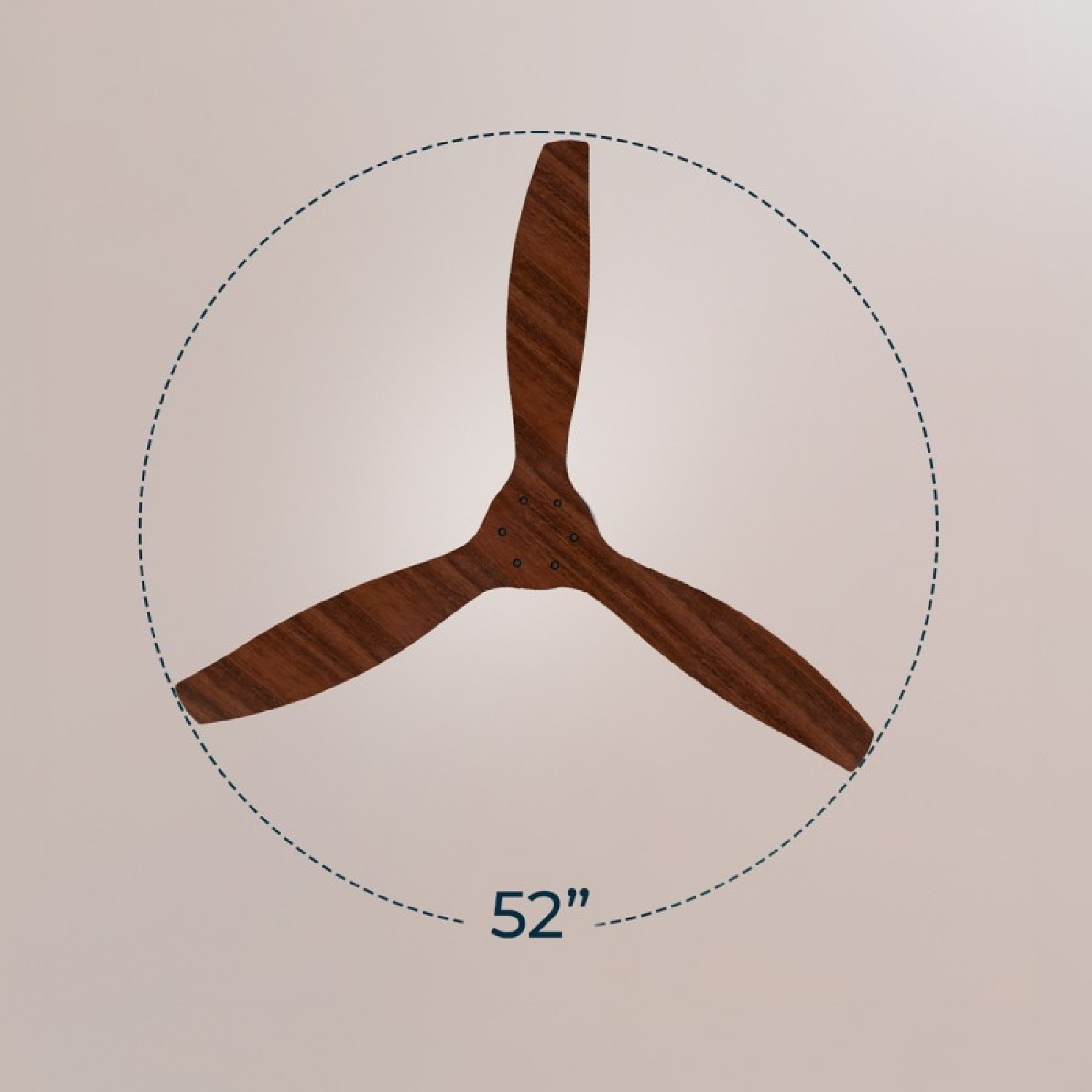 Un ventilatore da soffitto in legno da 52 pollici a tre pale.