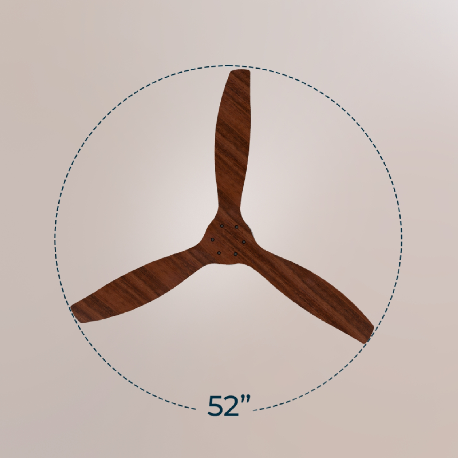 Un ventilatore da soffitto in legno a tre pale da 52 pollici.