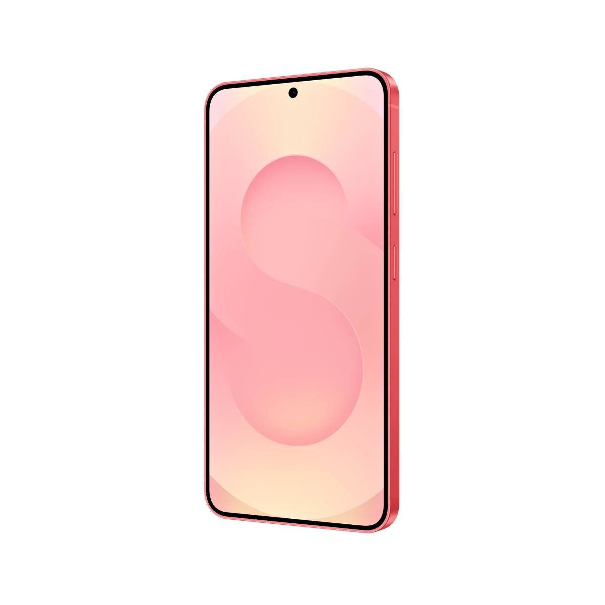 Ein rosafarbener Smartphone-Rahmen mit einem rosa/gelben Hintergrund auf dem Bildschirm.
