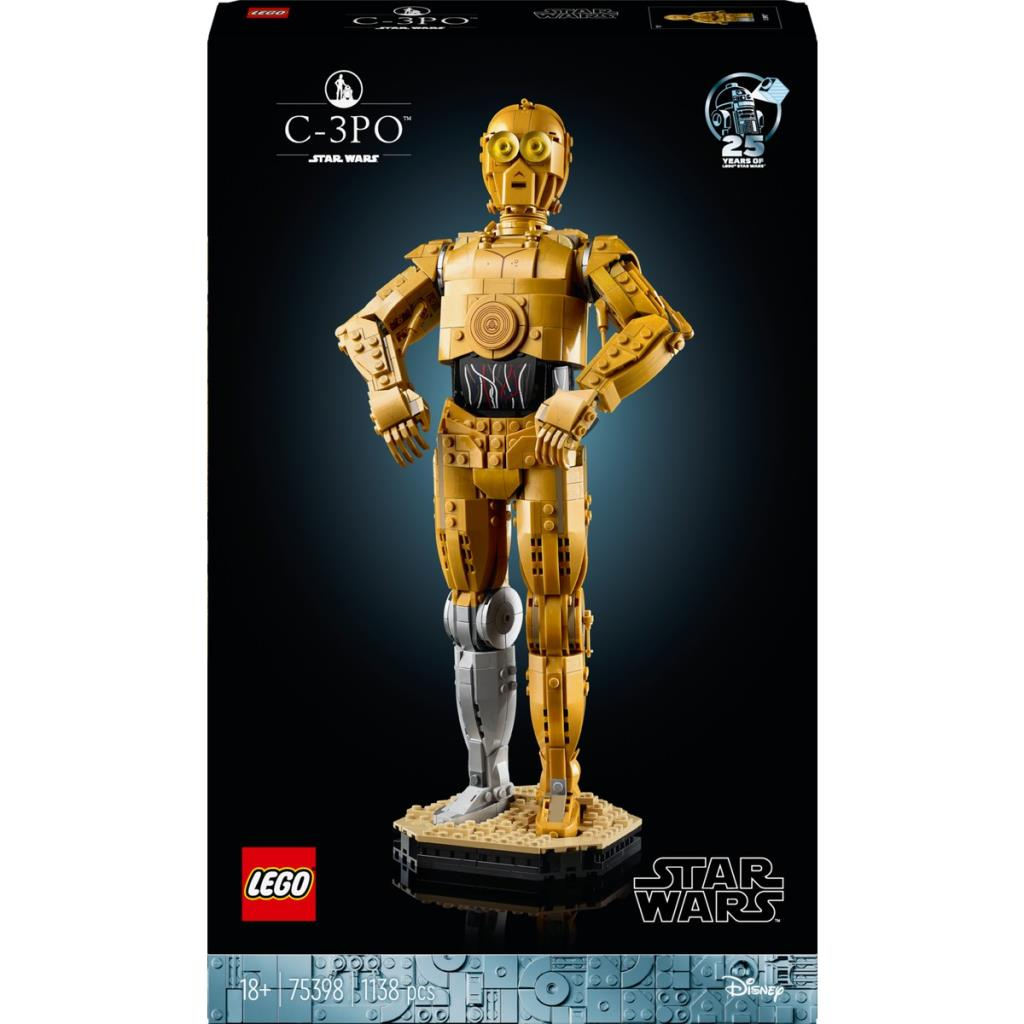 LEGO C-3PO Star Wars yapım kiti ambalajı, üzerinde altın robotlu.