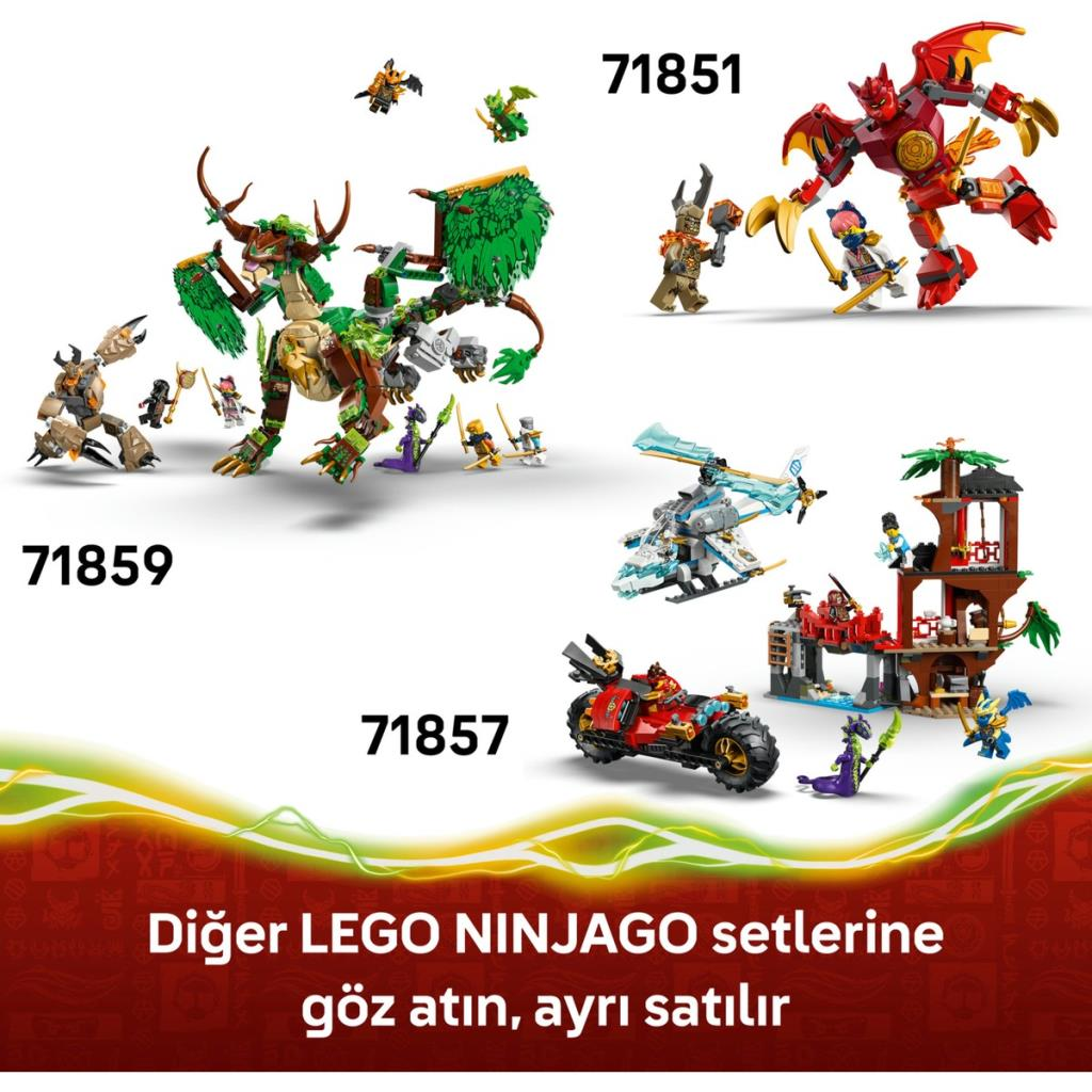 LEGO Ninjago Setleri: 71859 Ejderha, 71851 Şeytan, 71857 Motosiklet ve Tapınak.