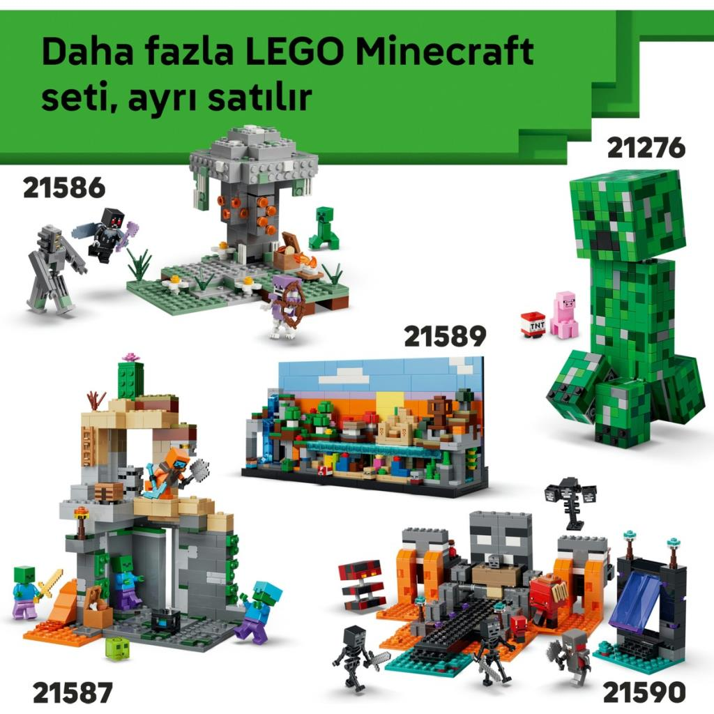 LEGO Minecraft setleri: 21276 Creeper, 21586, 21587, 21589, 21590.