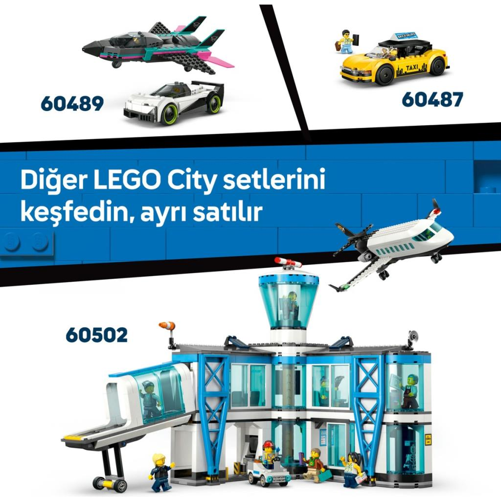 LEGO City Setleri: Jet uçağı, araba ve uçaklı havaalanı.