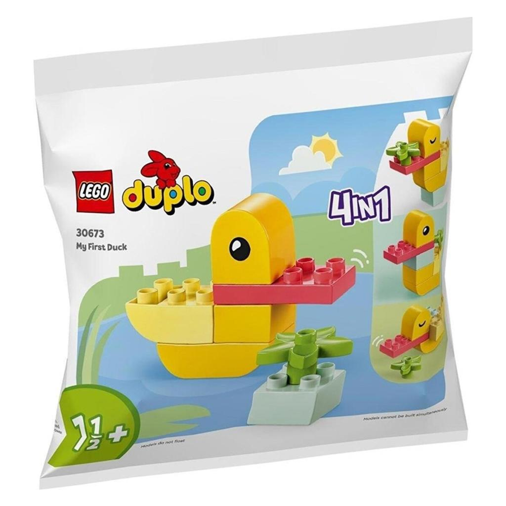 LEGO Duplo Spielzeug-Set mit einem gelben Entenmodell, 4-in-1-Konstruktion.